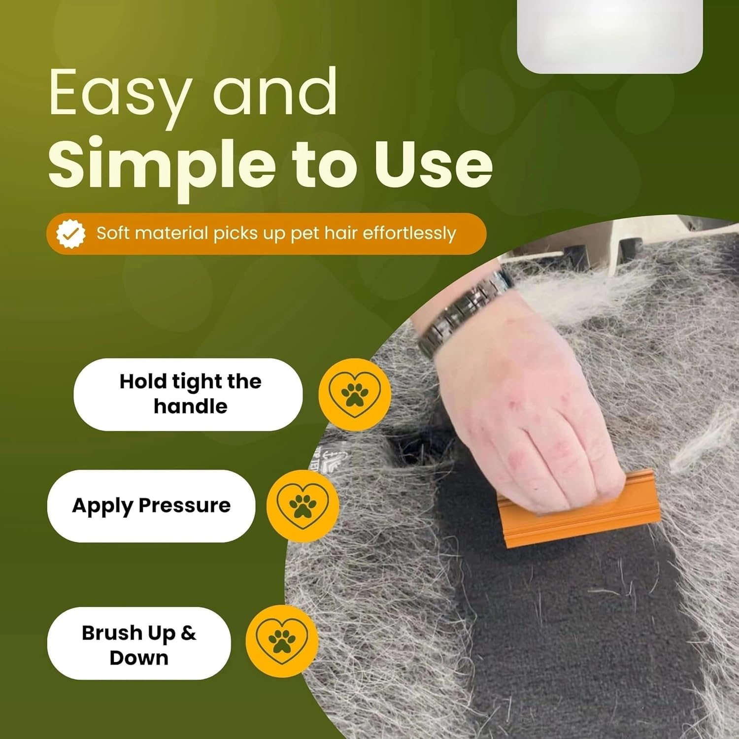 Pro Pet Hair Remover - Easy Grip Pet Hair Carpet Scraper, Pet Hair Removal Tool - Cat Hair Remover, Dog Hair Remover for Couch, Car, Sofa, Carpet - Light & Compact Fur Remover Tool image number 4
