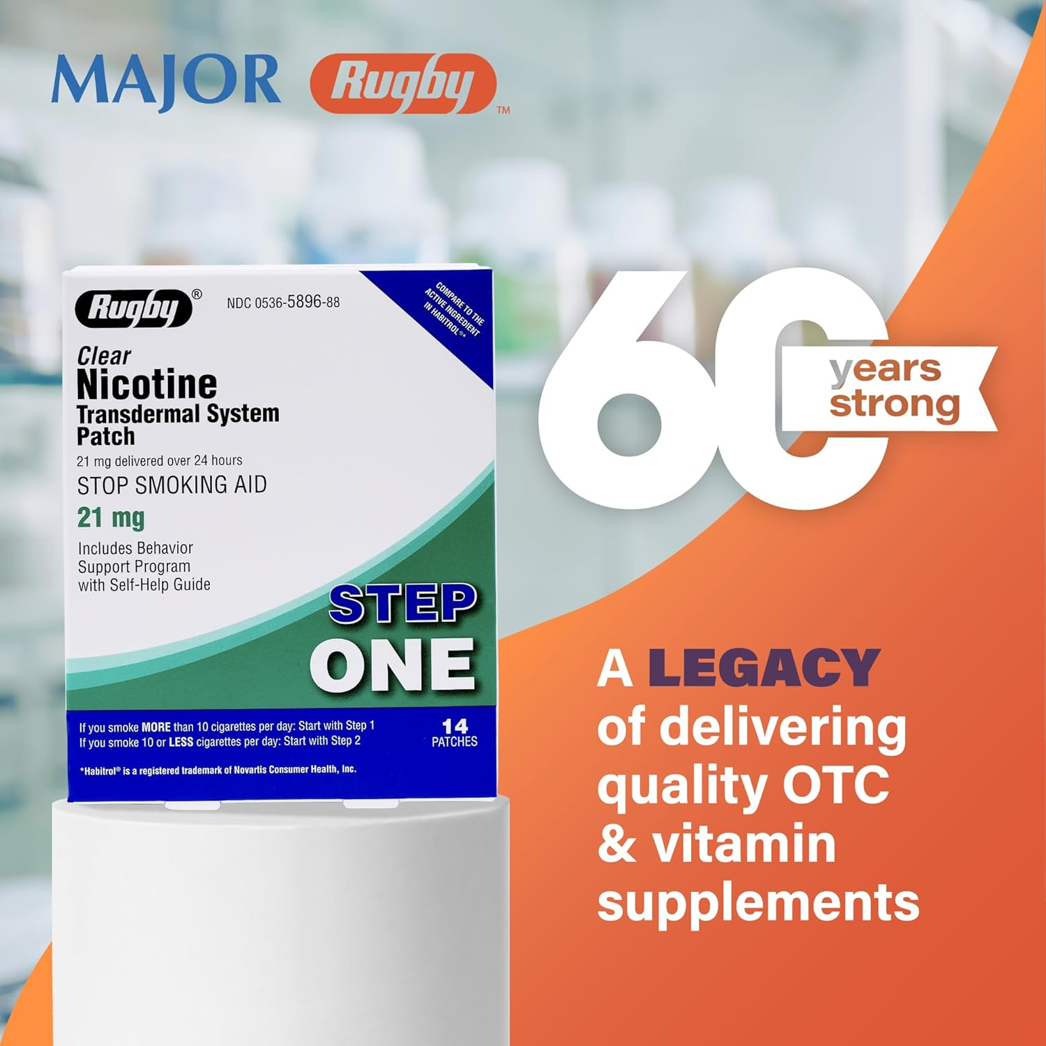 Rugby Clear Nicotine Transdermal System Patch, 21 Mg, 14 Count image number 3