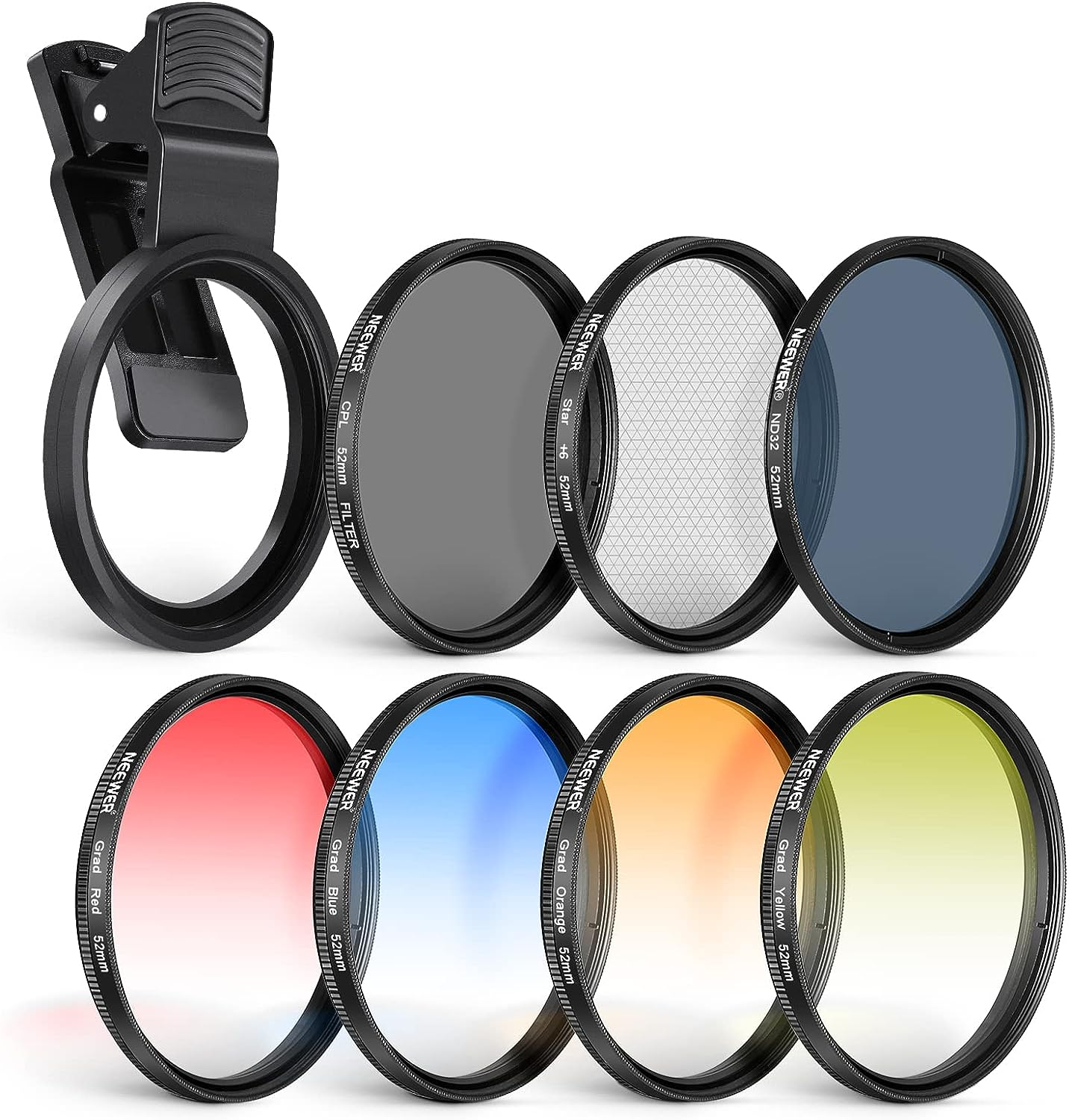 NEEWER 52Mm ND + CPL + Star + 4 Graduated Color Filter Set with Phone Lens Clamp Compatible with Iphone 17 16 16E 15 14 Pro Max plus Canon Nikon Sony Camera image number 4