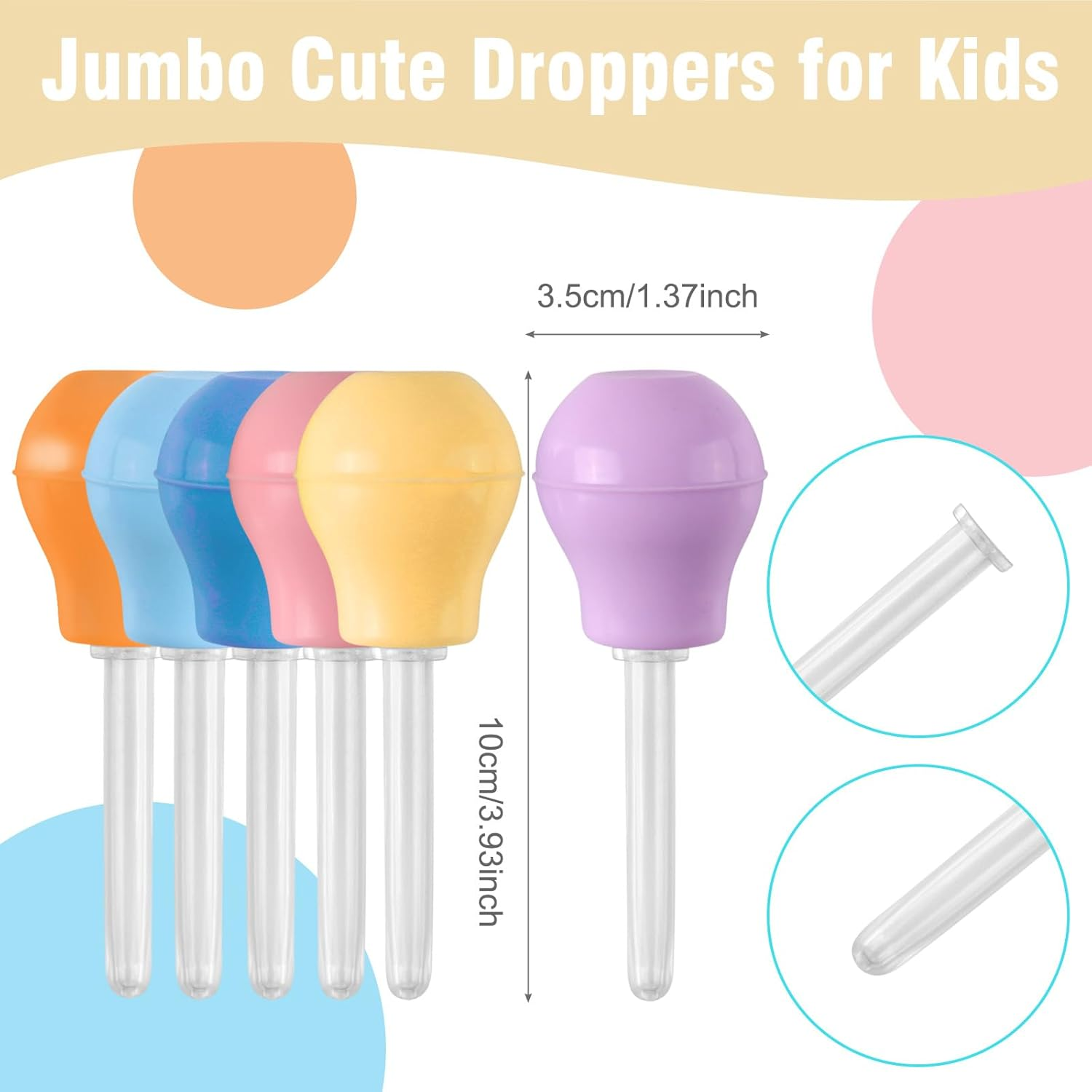 Nicwhite 6Pcs Colorful Eye Droppers for Kids, Silicone Plastic Liquid Droppers Sensory Play Toys Pipettes, Ages 3+, Preschool Science Class Tools Sensory Bin Accessories image number 1
