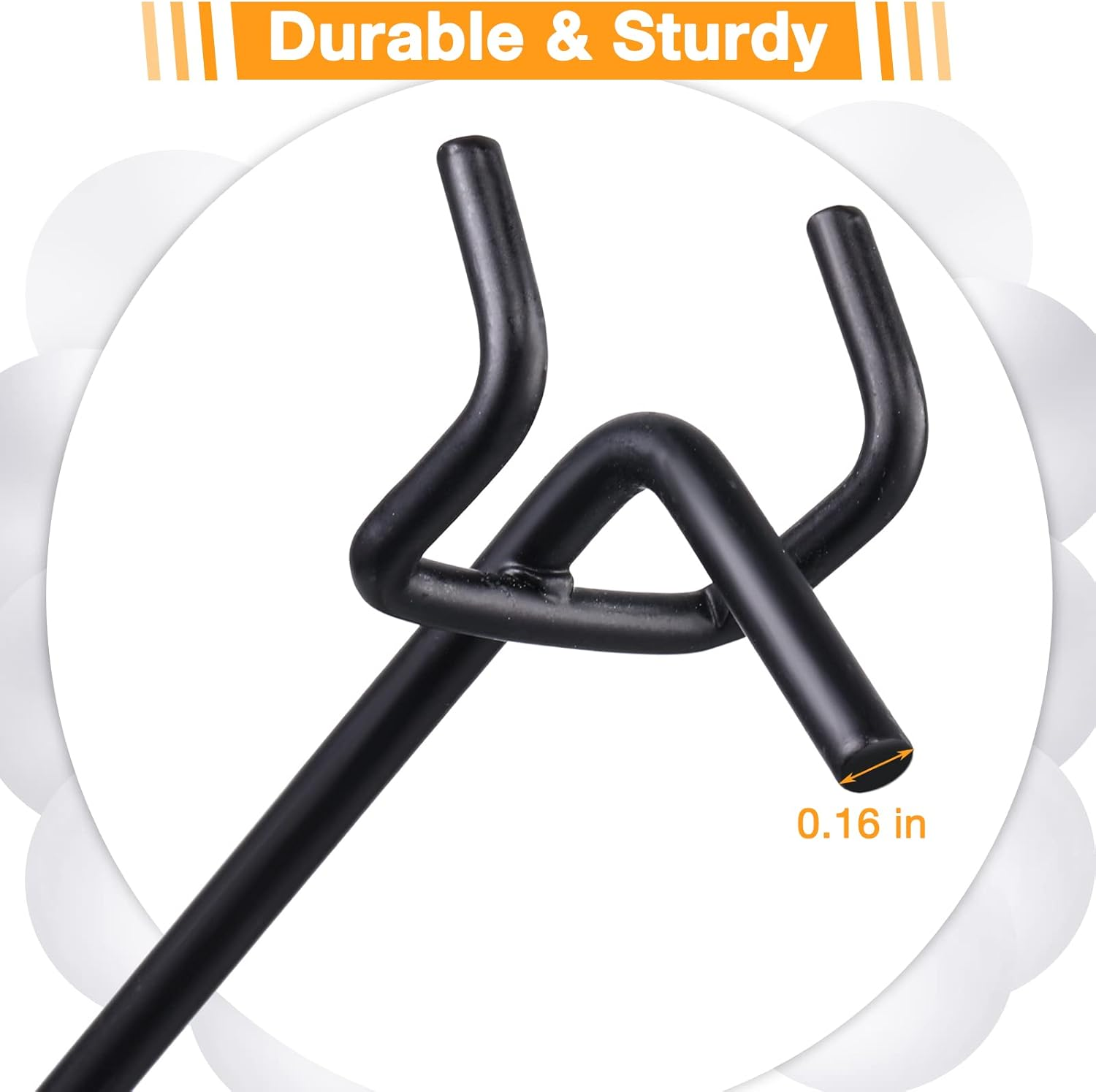 Shimeyao 100 Black Stainless Steel Pegboard Hooks (6 Inch) for 1/8 and 1/4 Pegboard, Garage Storage Organizer