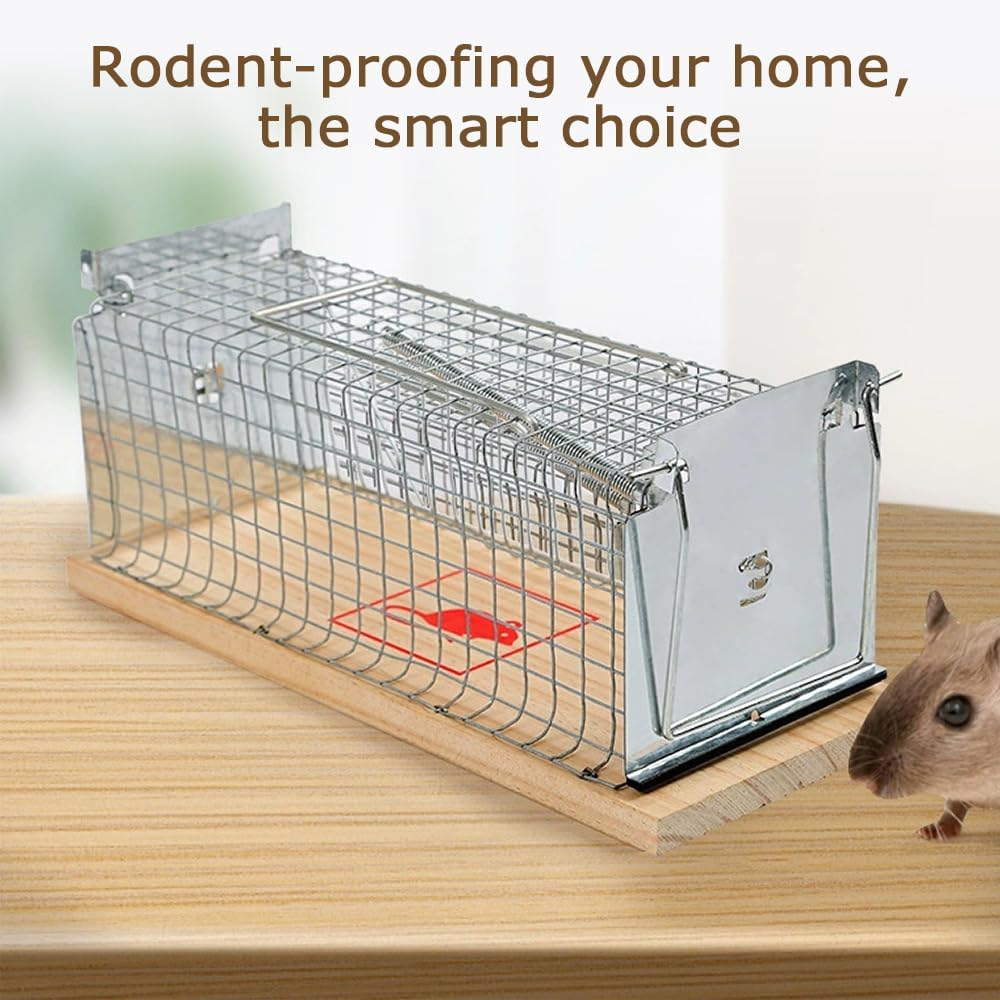 2 Pack Rat Trap Live,Mouse Rodent Trap,Live Mouse Cage,Small Rat Cage,Iron Rat Cage,For Indoor and Outdoor Vole Hamsters, Live Traps and Ready Release image number 1