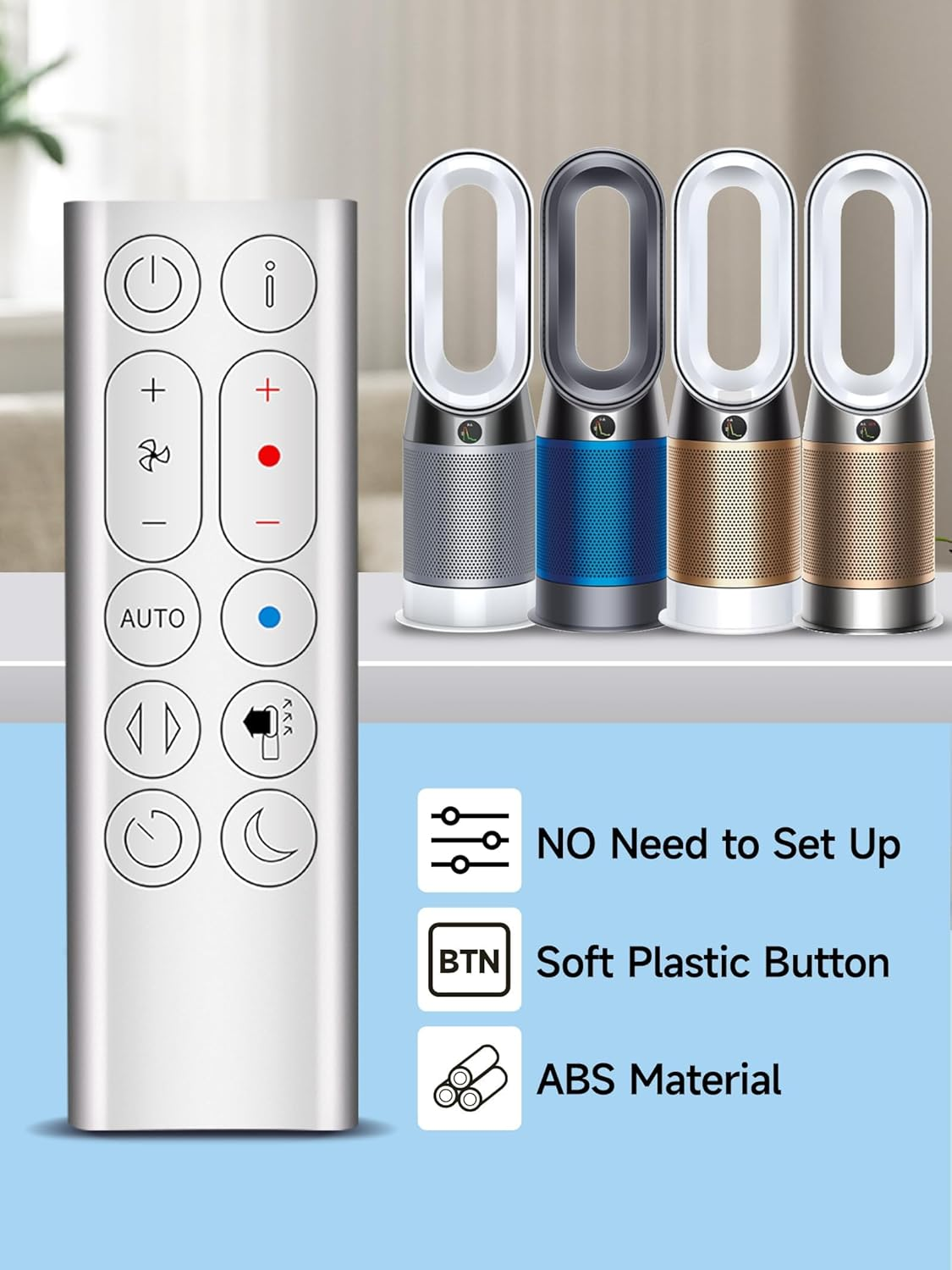 New Replacement Remote Control for Dyson Pure Hot + Cool Purifying Fan HP04 HP05 HP06 HP09, Air Purifier/Heater (Silver) image number 2