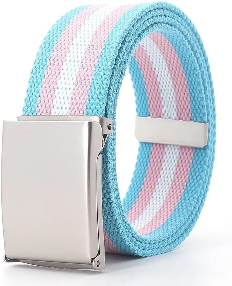 120Cm Colorful Stripes Canvas Belt for Women Jeans,Outdoor Travel Tactical Metal Buckle Belt image number 2