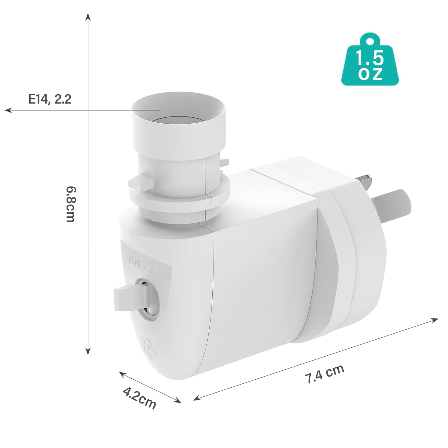 E14 Plug-In Light Socket Adapter with Switch, MATCHEASY 2-Pin Outlet to E14 Bulb Holder Converter for LED & Incandescent Lights 240V Australian Standard (Bulb NOT Included)