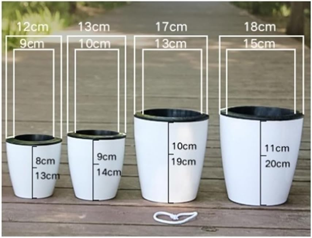 5PCS Plant Self Watering Plastic Flowerpot, White Modern Plastic Flowerpot, Succulent Orchid Indoor Flowerpot, with Inner Mesh Size 4''4.2'' 4.6 '' 5''6.6 '' image number 6