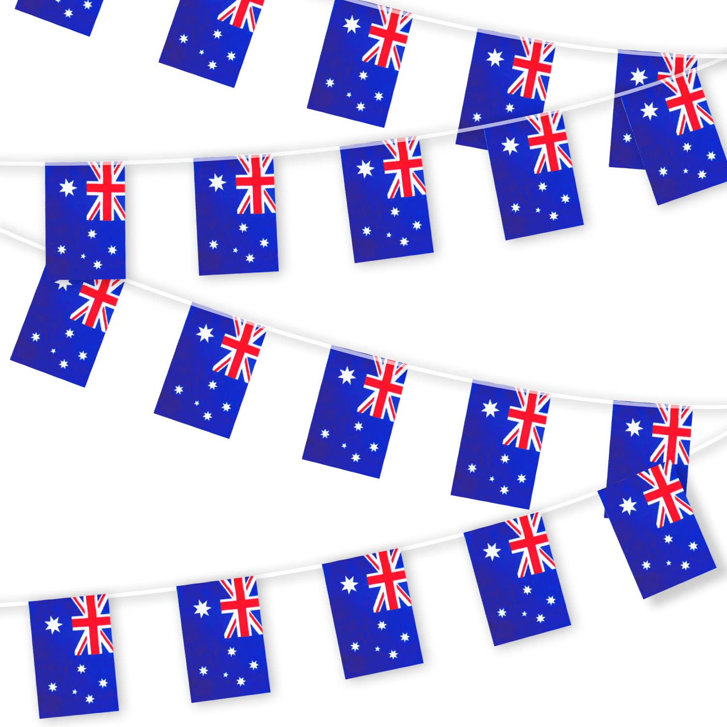 30 Pcs Australian Flag Bunting Australia Flags, 30FT Polyester Australian Party Decorations Outdoor Indoor Australia Bunting Decorations Party Bunting, Australia Day Party Decoration Banner image number 5