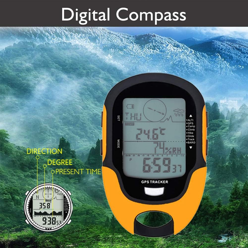 Snufeve GPS Navigation Receiver, Handheld Multifunctional Altimeter Compass Digital Thermometer Barometer for Hiking Camping Stargazing, USB Rechargeable Hiking Equipment image number 4