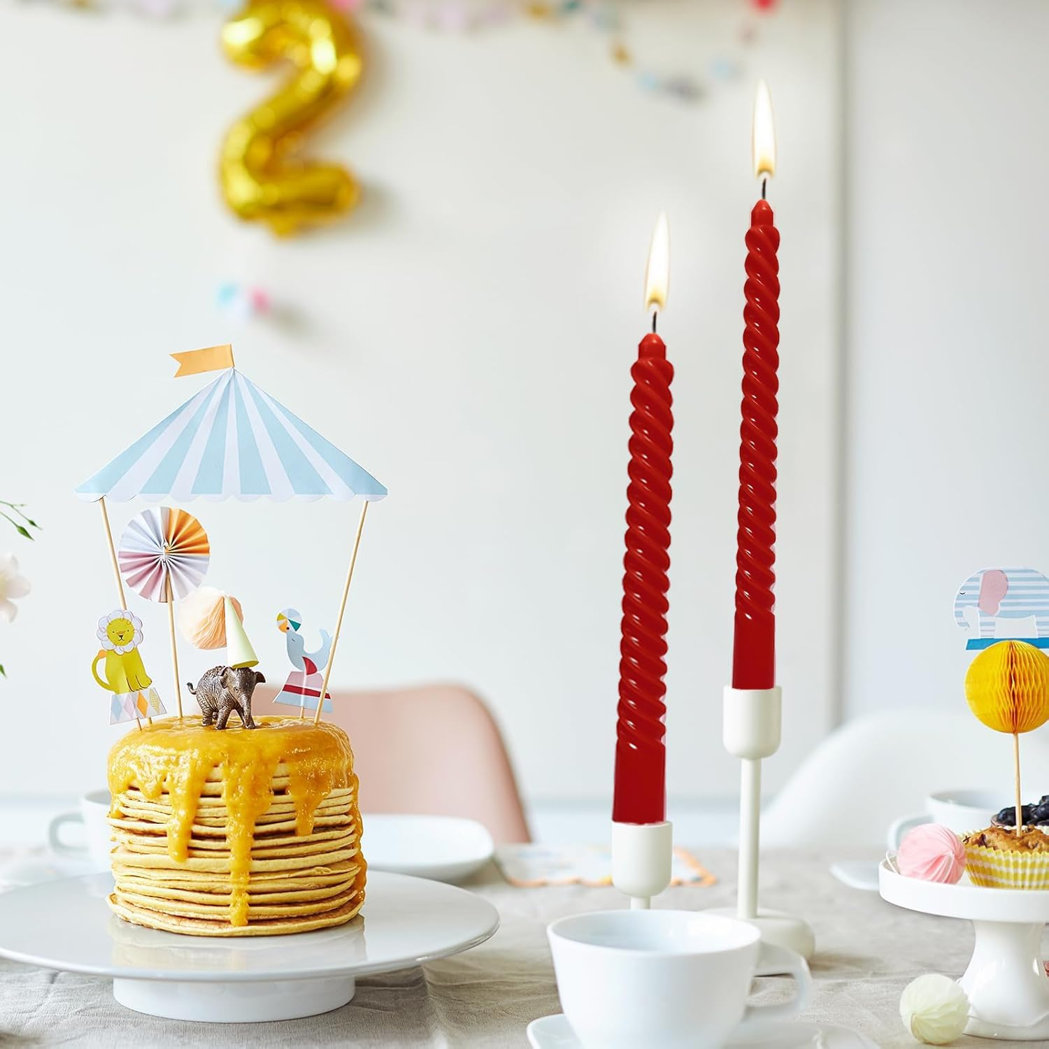 Spiral Taper Candles for Home Decoration, 12 Pack Candles (25Cm / 10 Inch) for Wedding Dinner Party Holiday Birthday Celebration, Dripless and Smokeless (Red) - Red image number 3