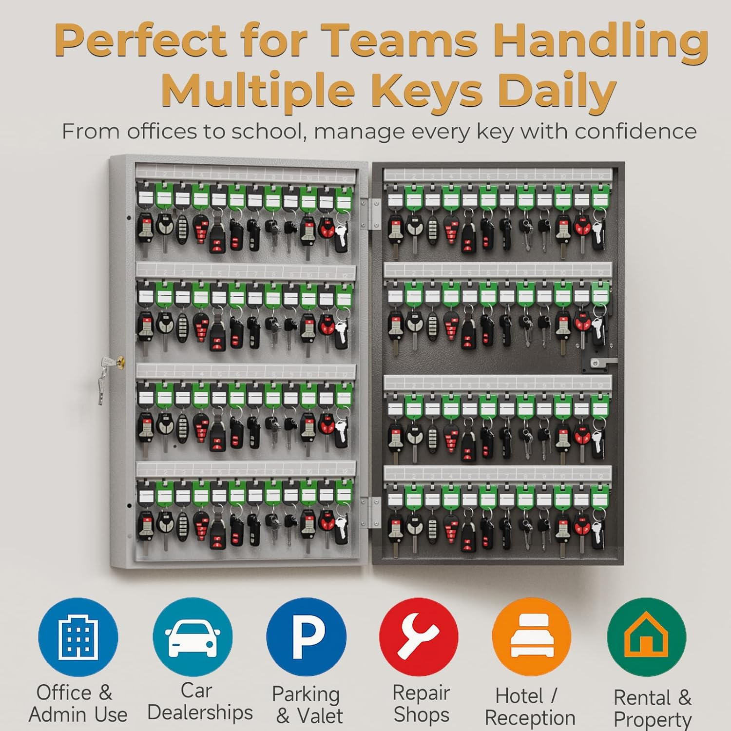 96 Key Cabinet (Plus), Key Lock Box Wall Mount Use One Time Password, Fixed Code/Bluetooth/Otp Share Unlock, Security Lockbox for Valets, Hotels, Car, Offfice Key Management & Storage image number 5