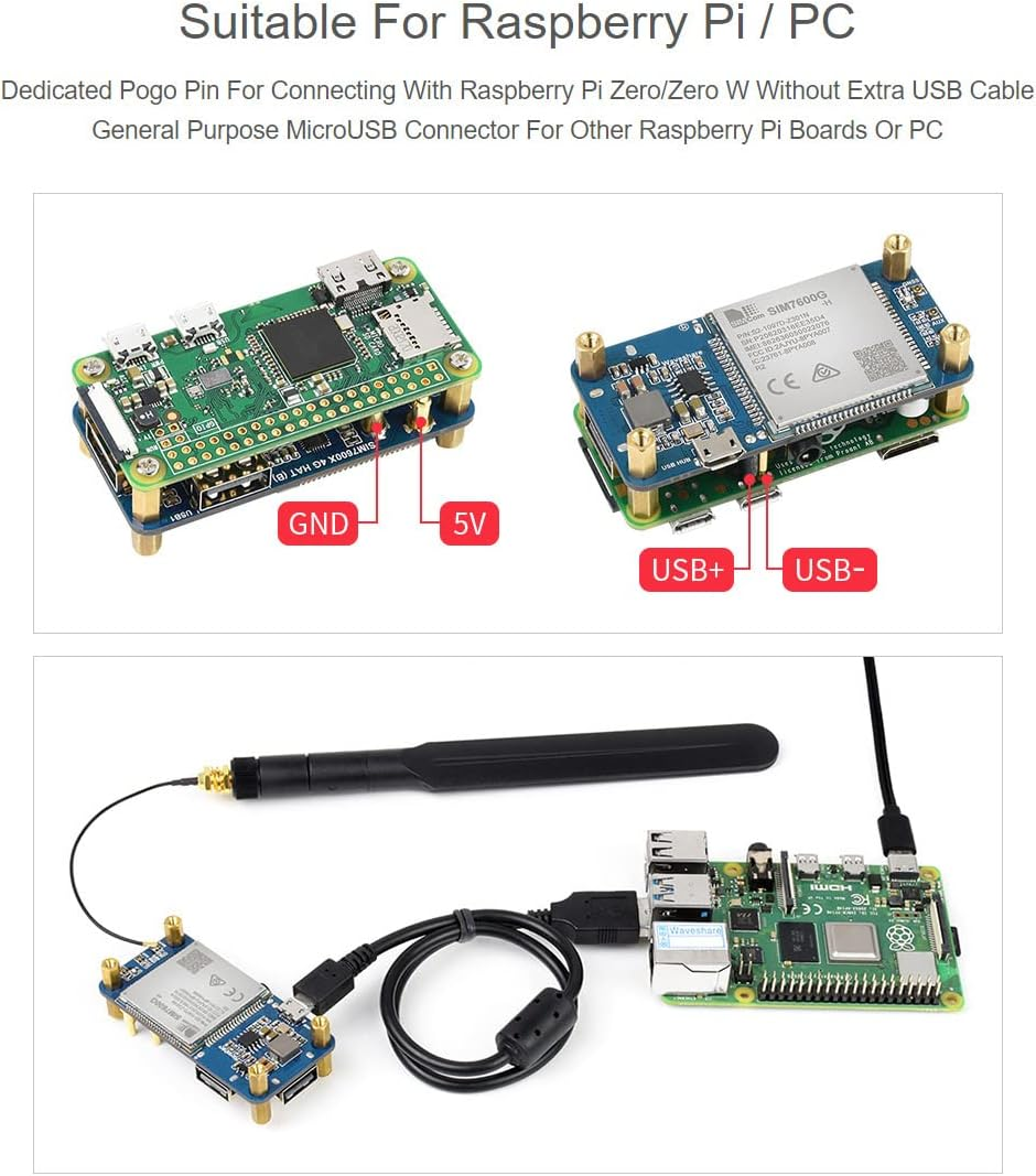 Waveshare SIM7600G-H 4G HAT (B) for Raspberry Pi LTE Cat-4 4G / 3G / 2G Support GNSS Positioning Global Band image number 2