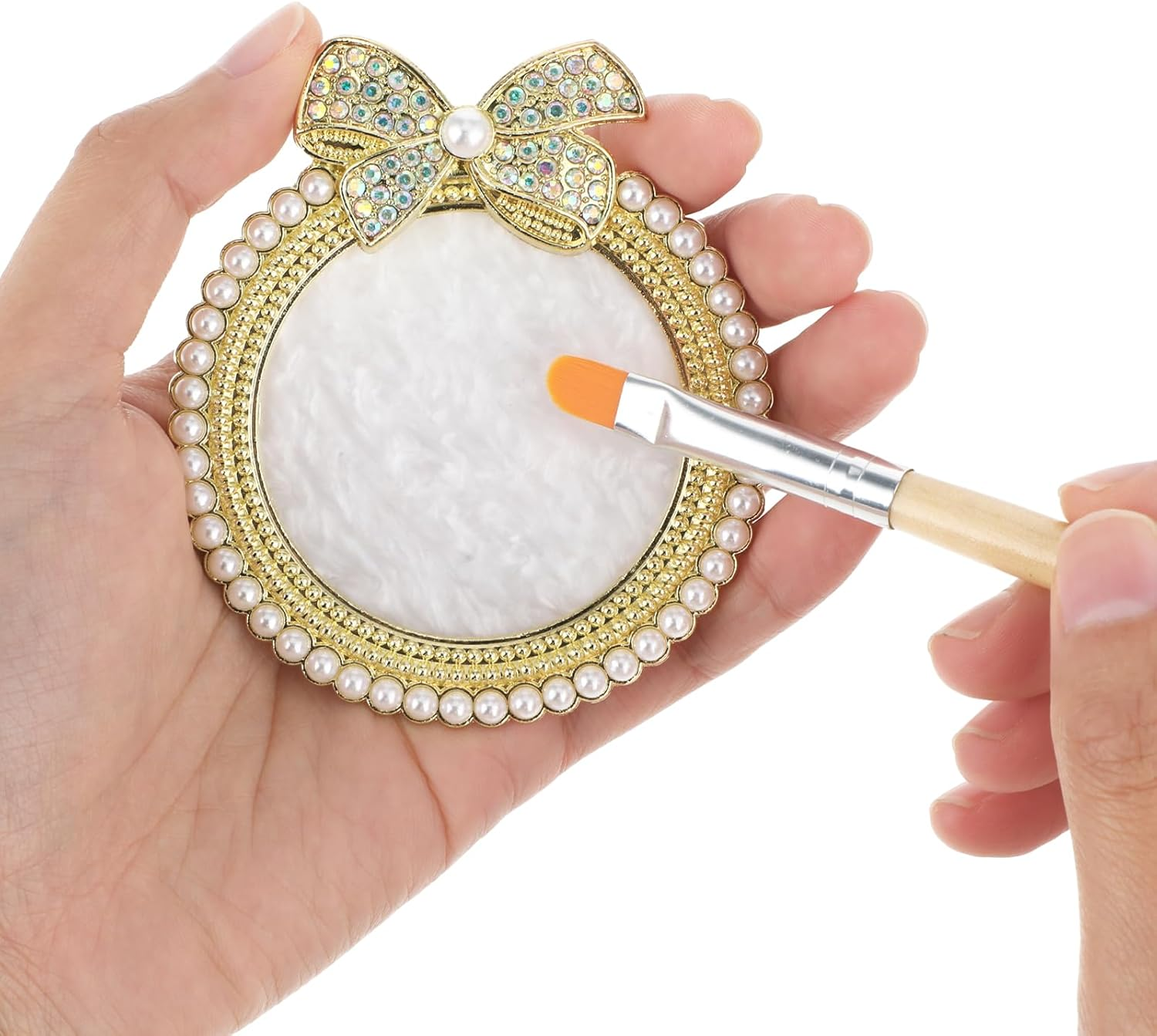 WLLHYF Resin Nail Art Palette Gold Edge Nail Holder Heart Shaped Color Makeup Foundation Mixing Tools Display Board Gel Nail Art Color Mixing Palette Painting Tray Manicure Tool - Gold image number 3