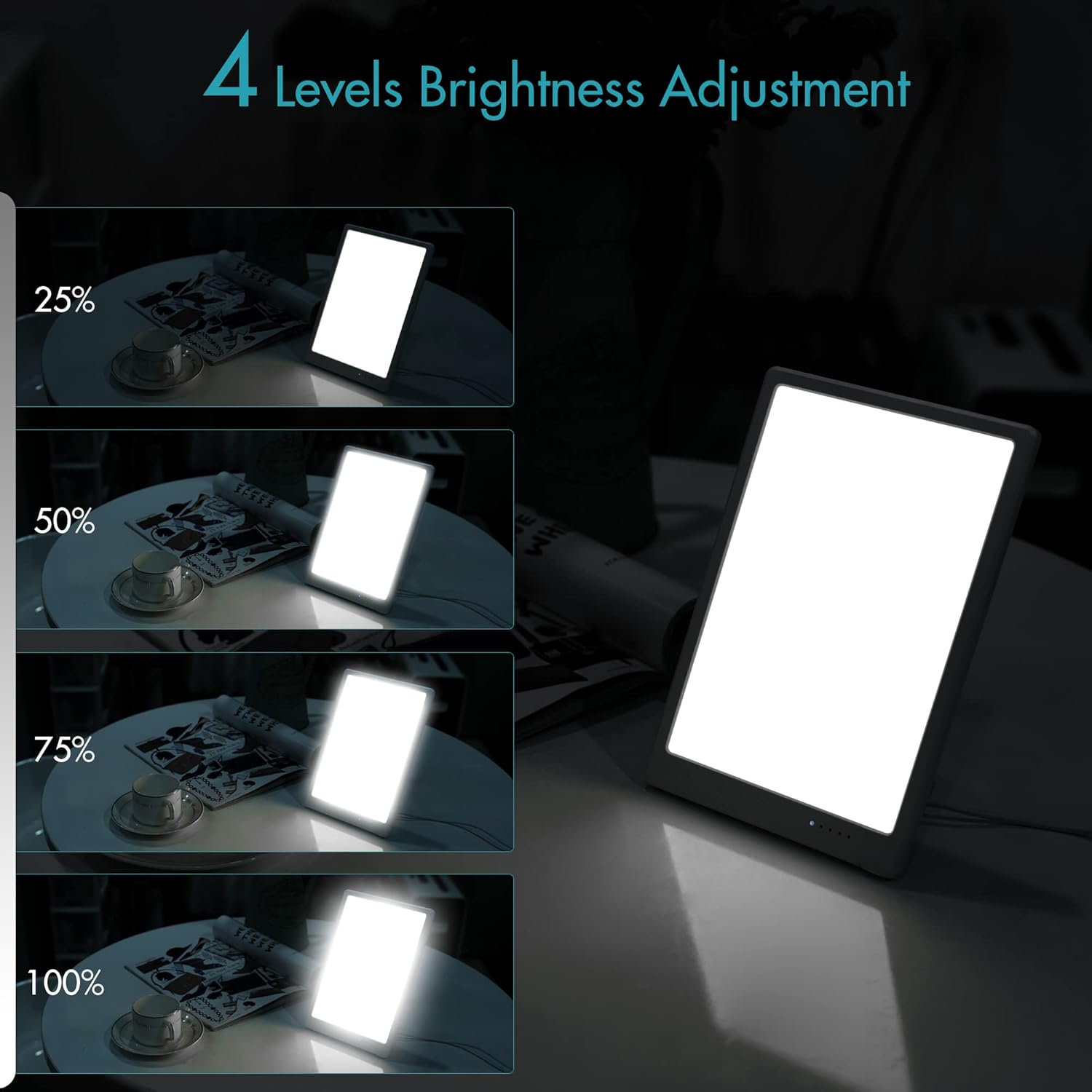 Panergy Light Lamp, Uv-Free 16000 Lux Simulated Sunlight, Sun Lamp with 3 Color Temperature, 4 Brightness Levels & 4 Timers, Touch Control Sunlight Lamp with 45&deg; Foldable Stand for Home Office image number 4