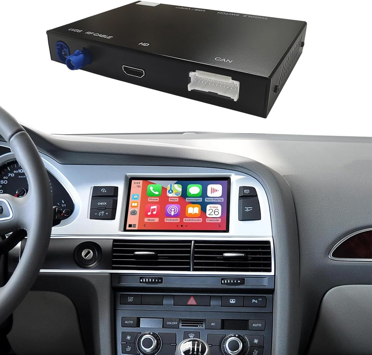 Ninetom Wireless Carplay Android Auto Retrofit Kit Compatible with 2013-2018 Audi A3/S3, Carplay Module Receiver Box Support Navigation, Maps, Music, Mirroring, Camera