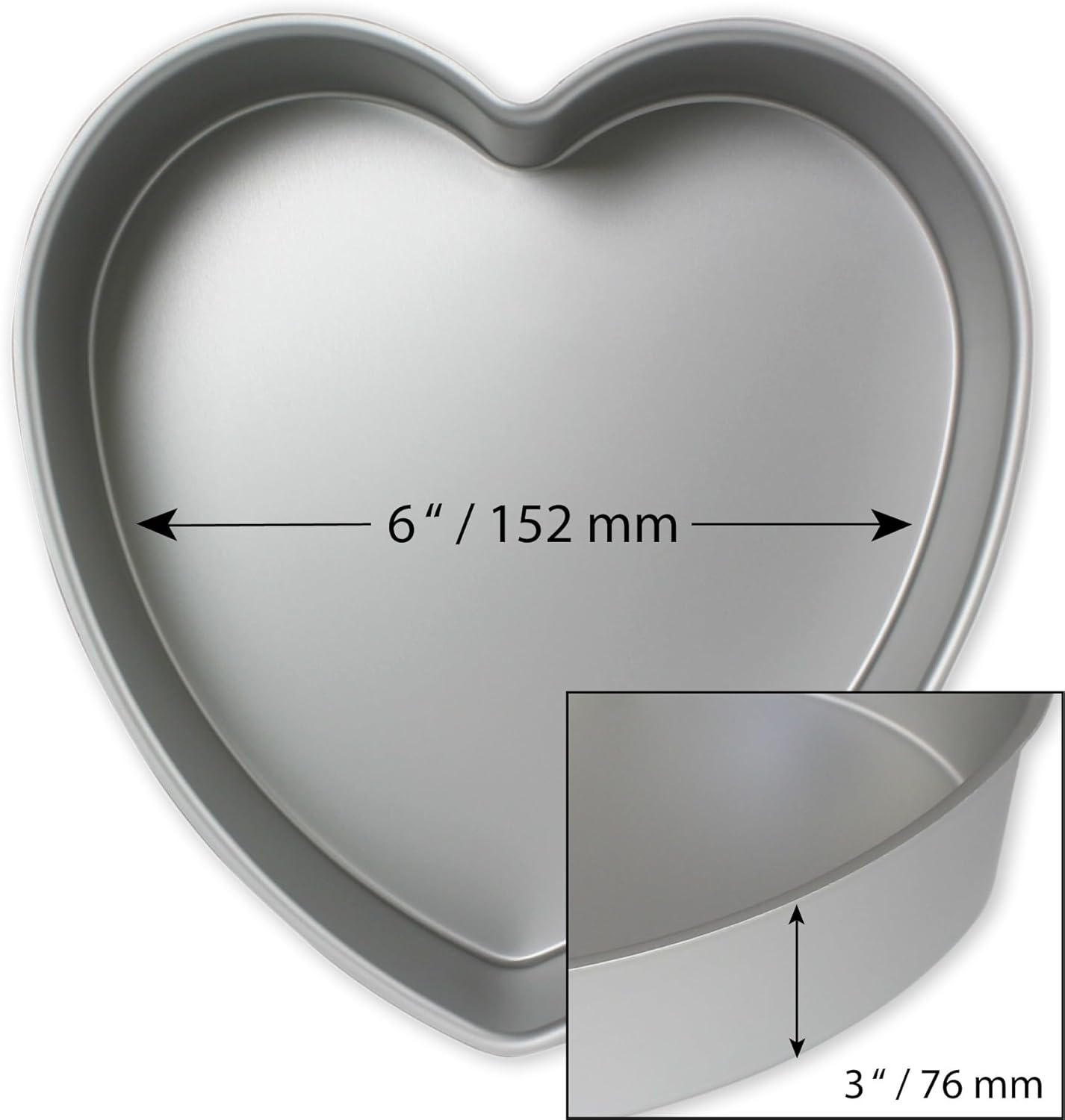 PME Anodised Aluminium Heart Cake Pan,Silver,6 X 3-Inch Deep image number 6