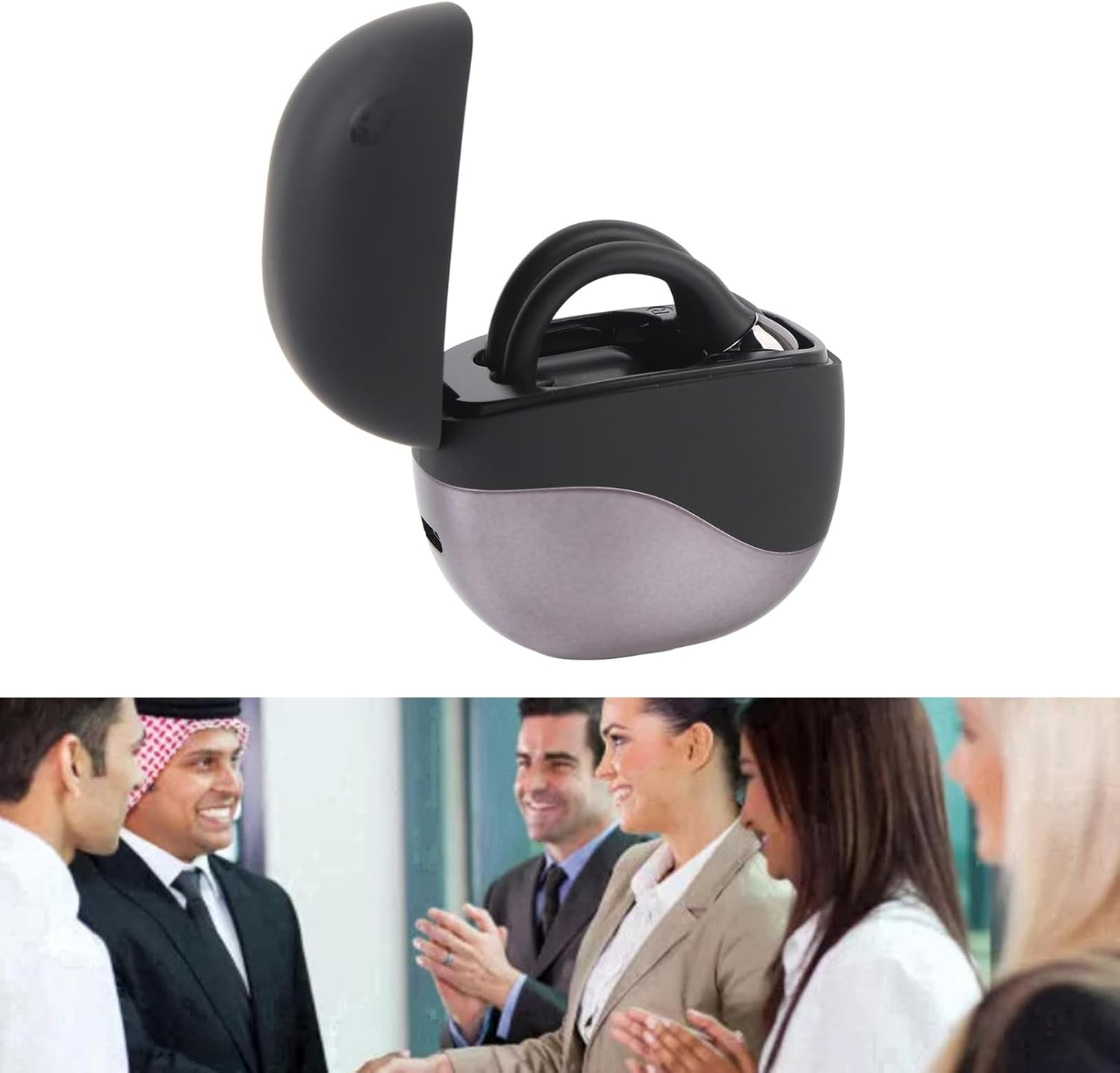 Zopsc Clip on Ear Headphones with Translating Device, Bluetooth Wireless Open Ear Earbuds Real Time with 144 Online Languages Translation, Translator Earbuds for Travel Business (Black) image number 6