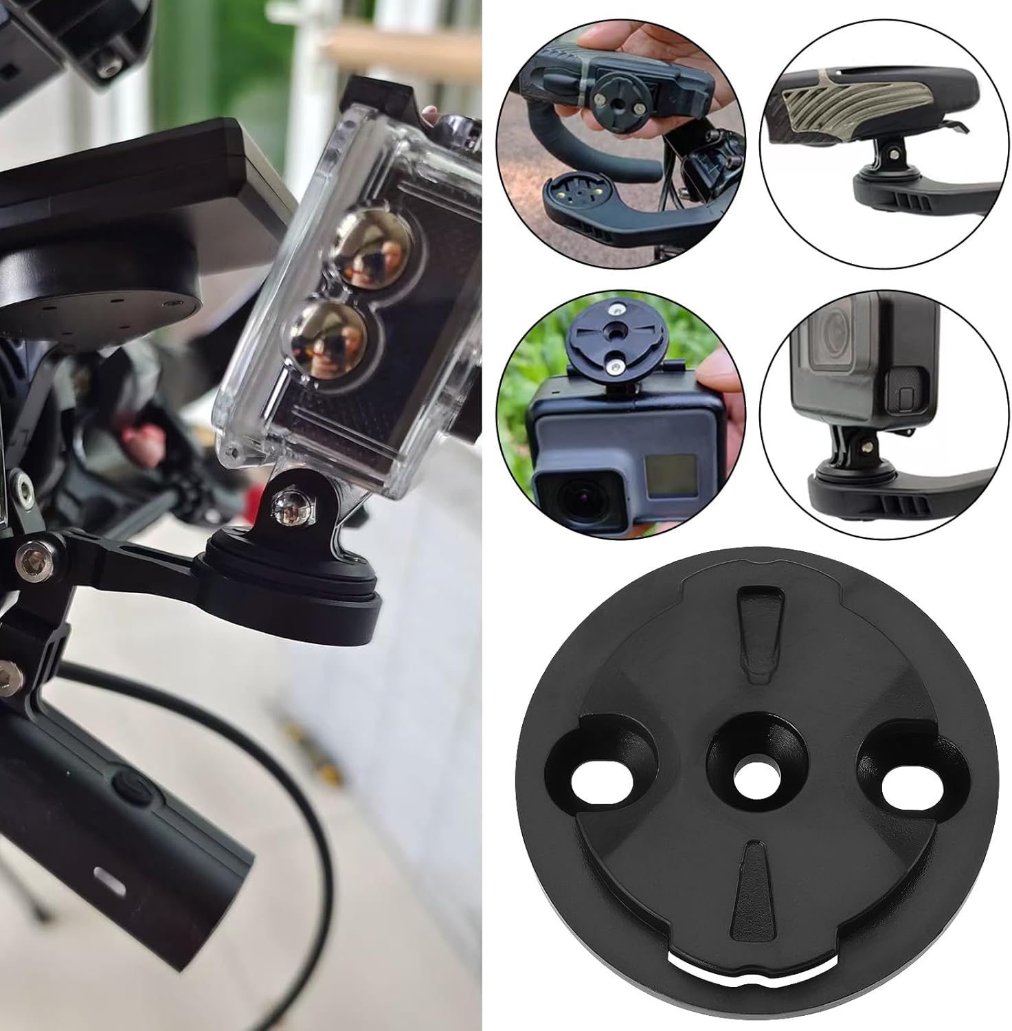 SG Store 2 Sets Bike Computer Bracket Mount Fixed Base Stopwatch Bracket Fixed Male Seat Dial Fixing Base Compatible with Garmin 32X29X2Mm Black - 32X29X2Mm image number 3