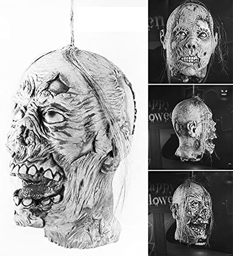 Mummy Head Hanging Ornament, Creepy Halloween Props Pendant Durable Halloween Horror Hanging Head Decoration for Home Haunted House Bar/1133 (Size : Female) image number 4