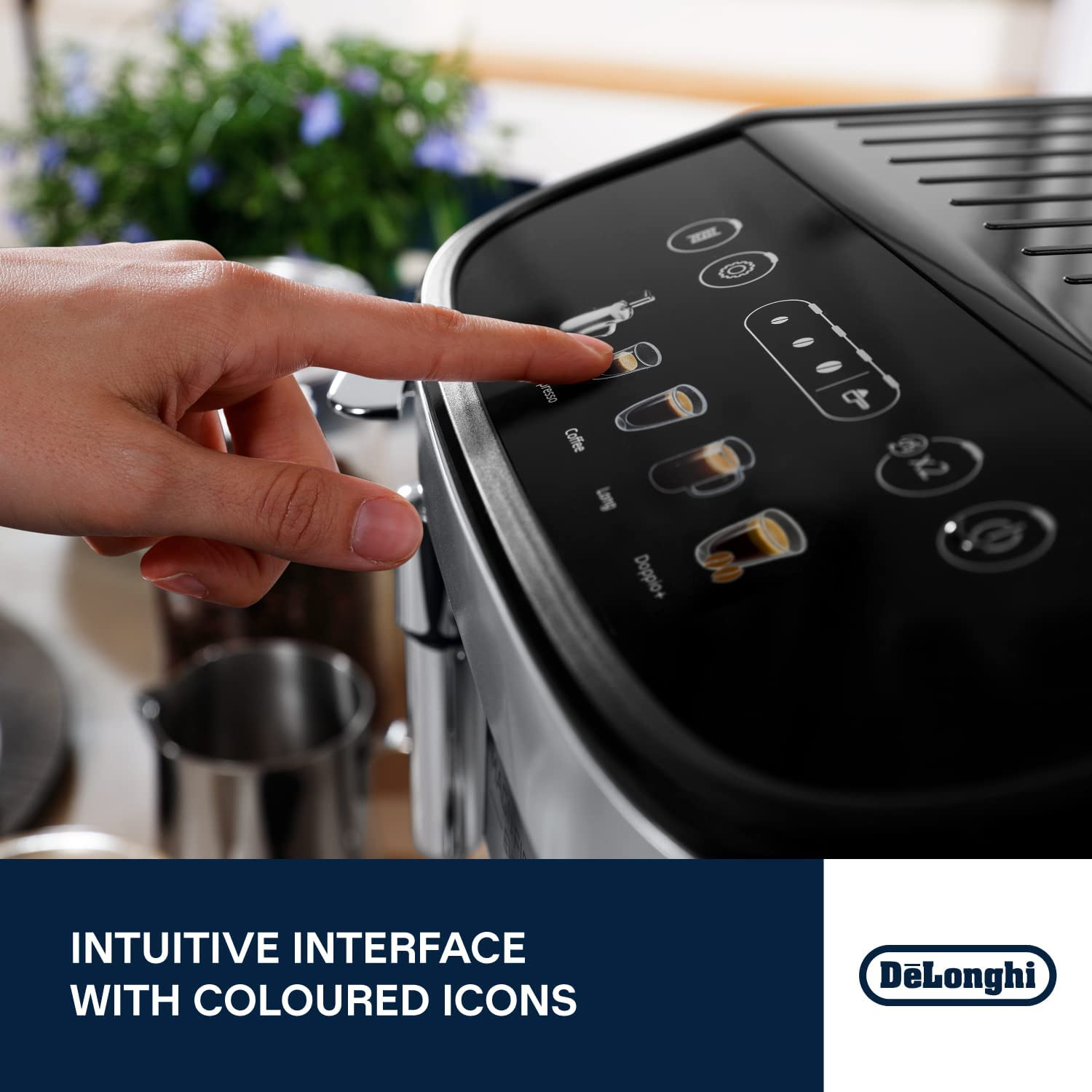 De'Longhi Magnifica Evo, Fully Automatic Coffee and Cappuccino Machine, 5 Recipes, ECAM290.​31.​SB, Silver & Black