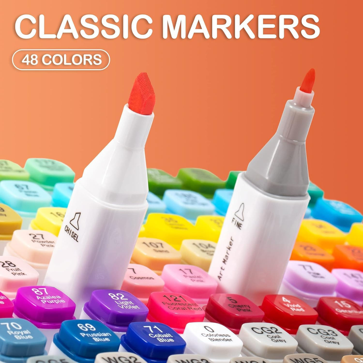 Aymxcls Art Markers Alcohol Based, 48-Color Double Tipped Coloring Drawing Illustrations, Artist Dual Tip Graphic Markers Crayon Markers for Coloring Drawing image number 2