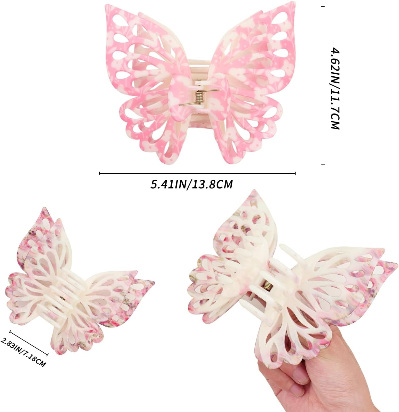 Butterfly Hair Clips Claw Clips for Women - Matte Big Cute Clips for Thick & Medium Hair (3Pcs) image number 3
