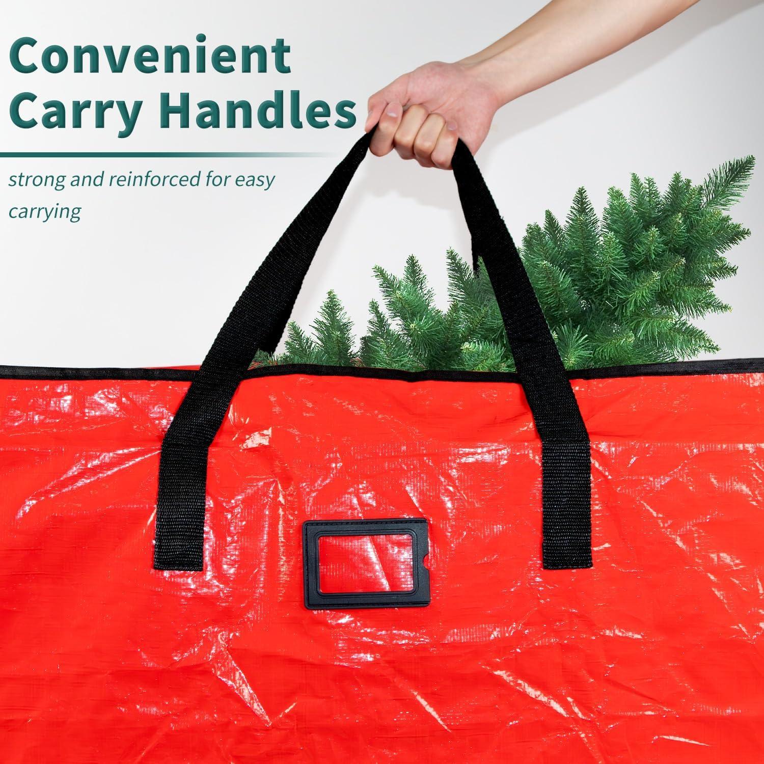 Christmas Tree Storage Bag, Heavy Duty 9 Ft Artificial Xmas Holiday Tree Storage Zippered Bag with Carry Handles, Durable Waterproof Material, Protect against Dust, Insects & Moisture (Red) image number 6