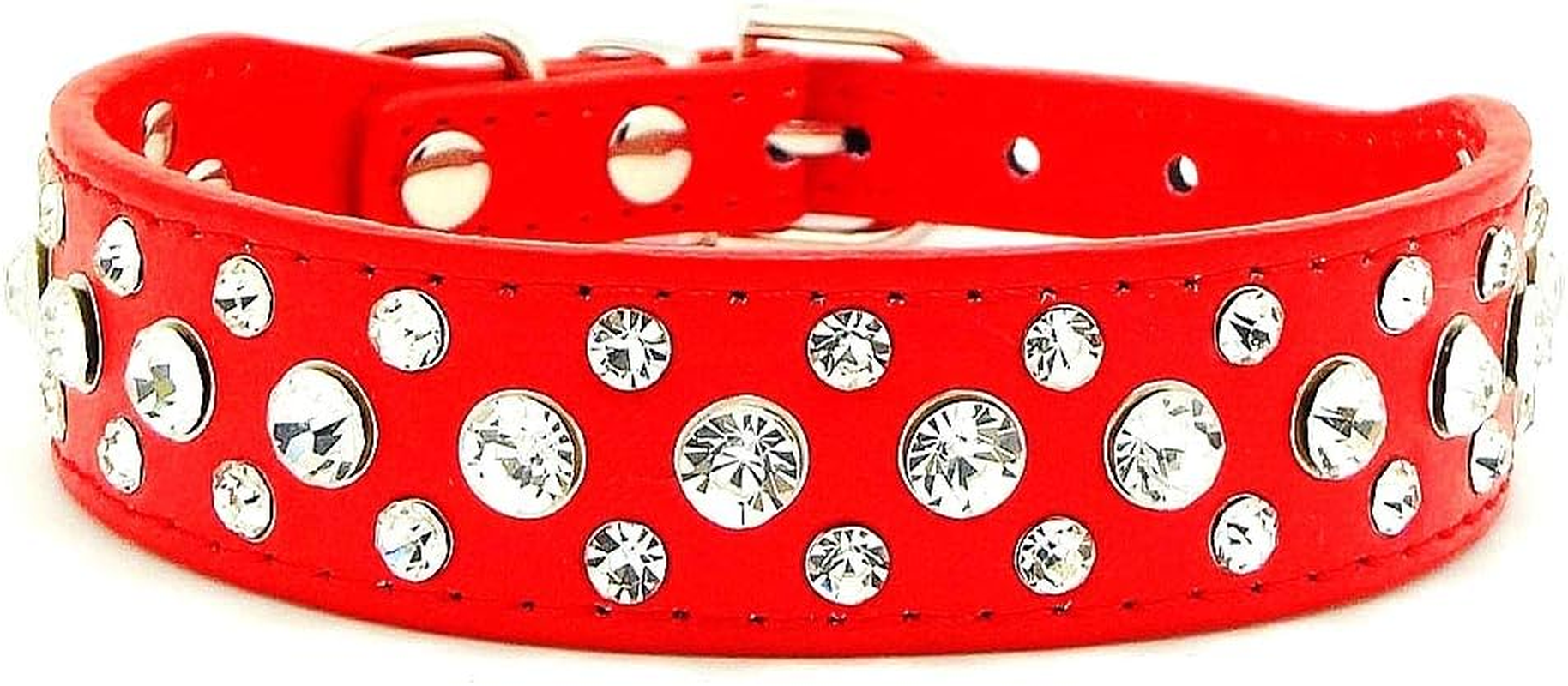 Bling Rhinestone PU Leather Crystal Diamond Pet Dog Cat Puppy Collar Black S M L Xl(Pink,L Fit Nack 30-36CM) image number 2