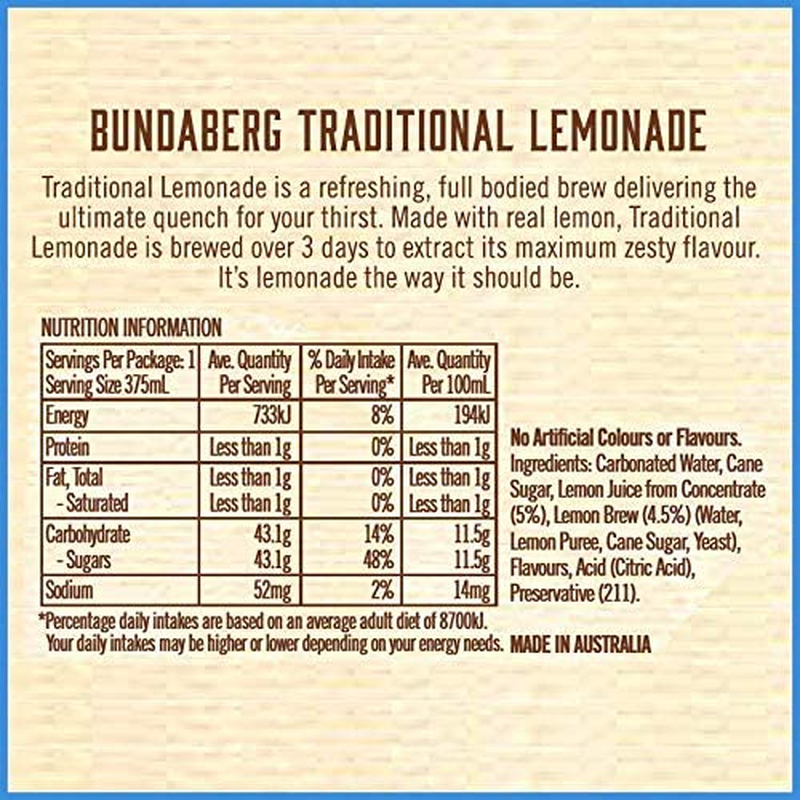 Bundaberg Traditional Lemonade, 12 X 375 Ml image number 5