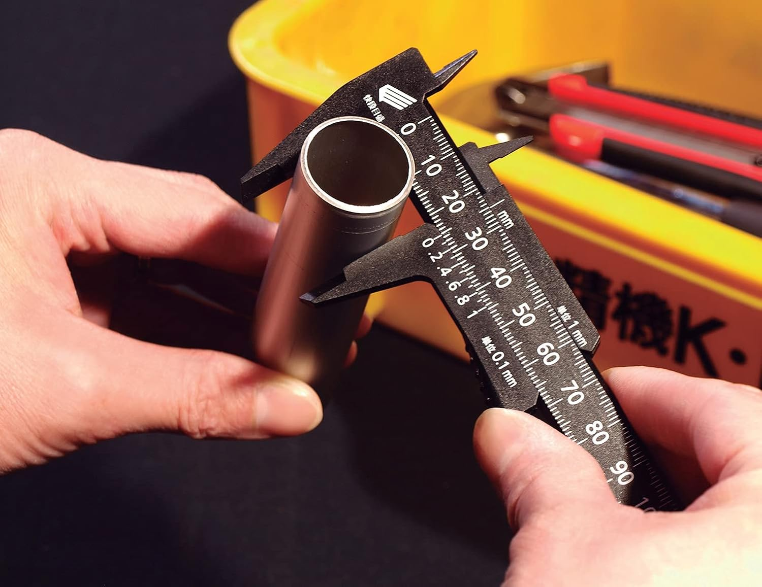 Niigataseiki SK Plastic Caliper Calipers, Lightweight, Quick Levels, 3.9 Inches (100 Mm), PC-100KD Depth Bar Included, Black image number 3