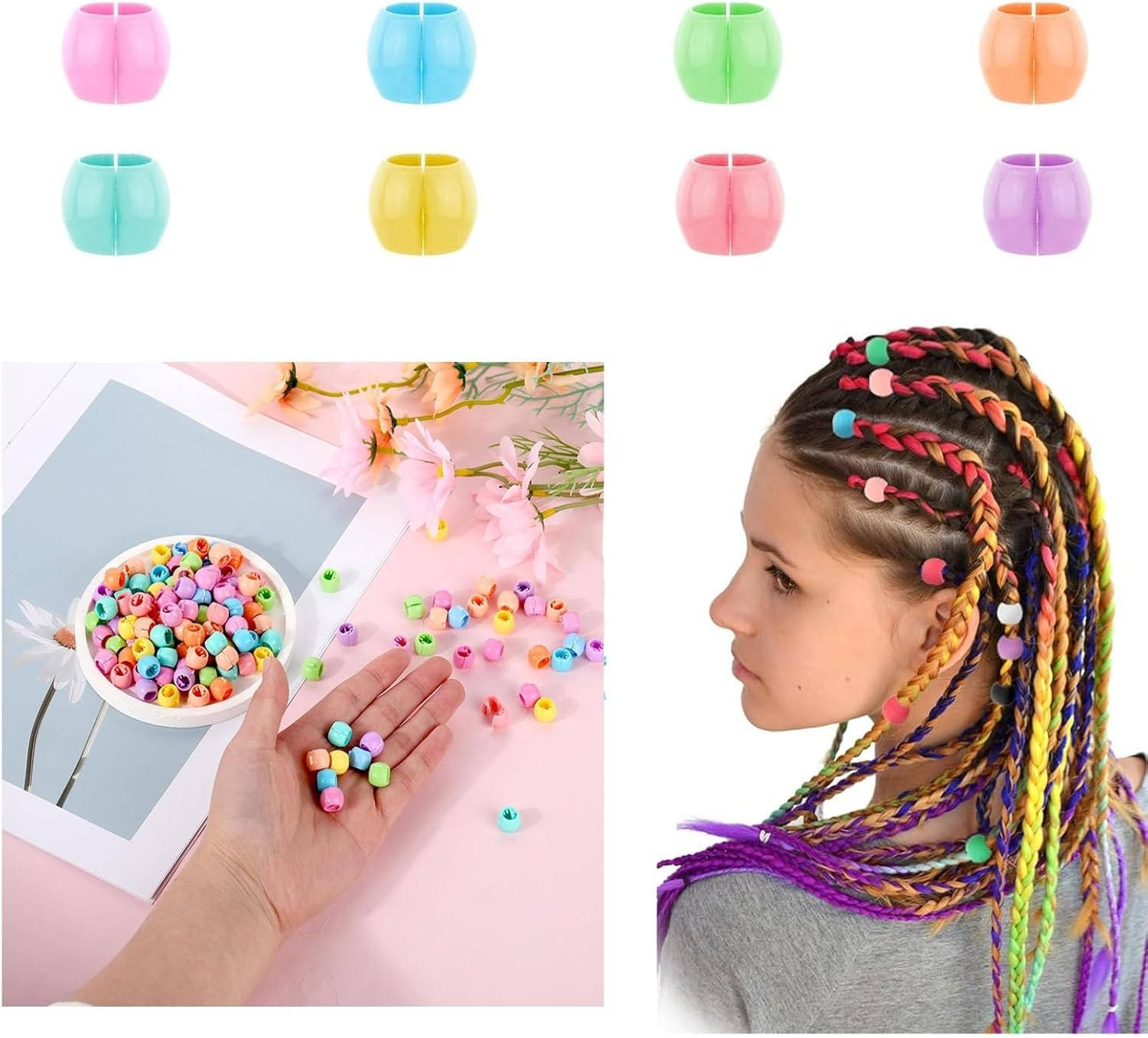 Mini Hair Clips Set of 100 with 500 Hair Bobbles, Multicoloured, 8 Mm X 10 Mm, Plastic Hair Clips for Children image number 5