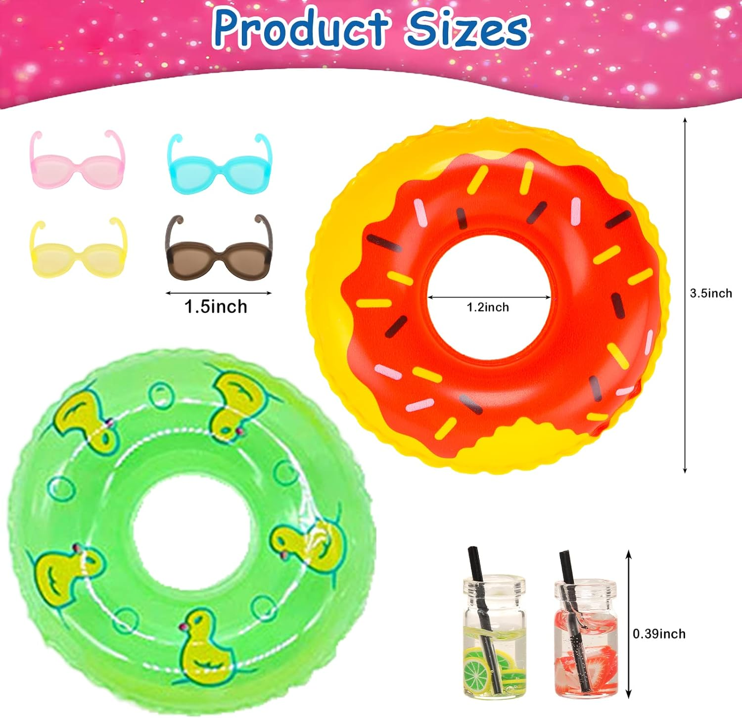 BARWA 18 Pcs Summer Doll Clothes and Accessories Including 5 Sets Swimsuits Beach Bathing Bikini with 2 Swimming Rings 2 Drinks 4 Glasses 5 Shoes for 11.5 Inch Girl Dolls image number 2