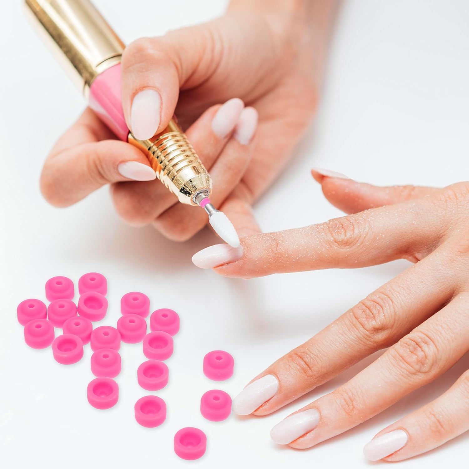20 PCS Drill Nail Dust Collector Pink Dustproof Protector Caps Nail Art Tools Drill Dust Collector Nail Filer Plastic Cap Nail Art Tools Silicone Dust Stopper for Nail Drill