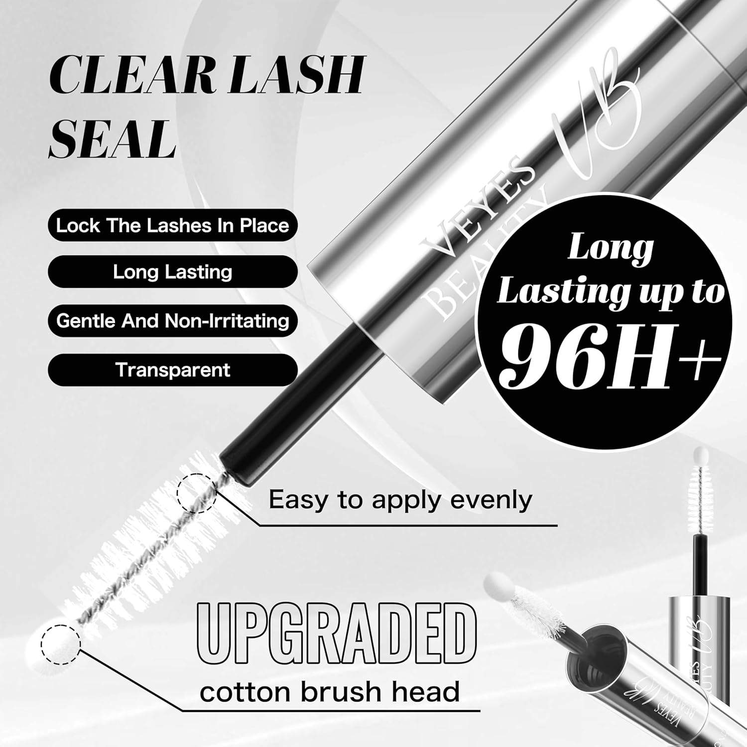 VEYESBEAUTY Lash Bond and Seal Waterproof 2 in 1 Cluster Lash Glue for Eyelash Extensions Long Lasting Strong Hold Individual Eyelash Glue for DIY Lash Extensions Self Use at Home 7Ml+7Ml image number 3