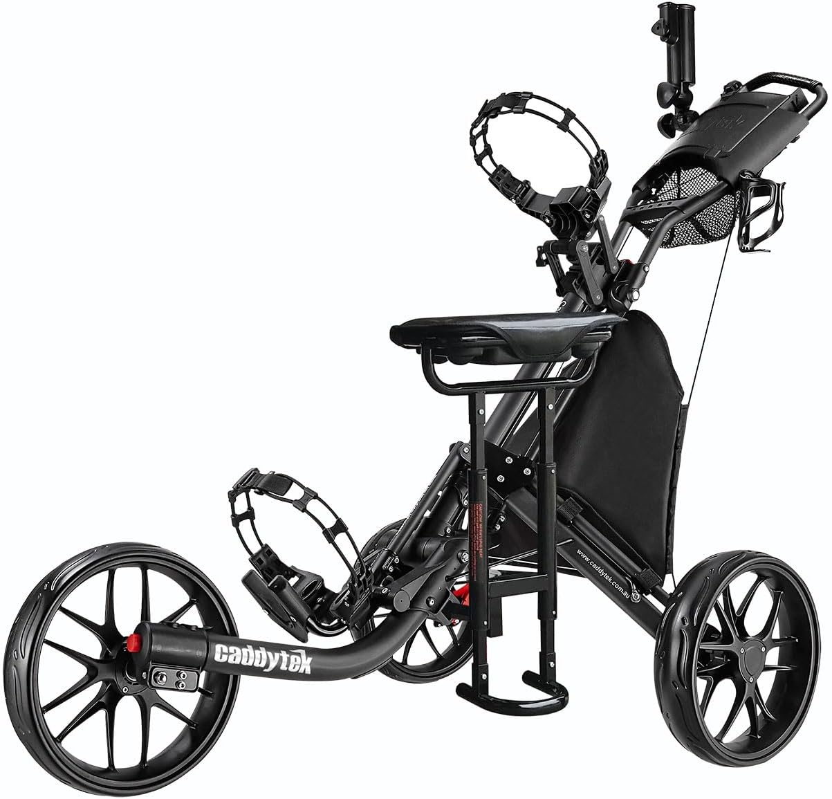 Caddytek Caddylite Ez-Fold Pro 3-Wheel Golf Buggy/Push Cart + Removable Seat - 12-Month Australian Warranty