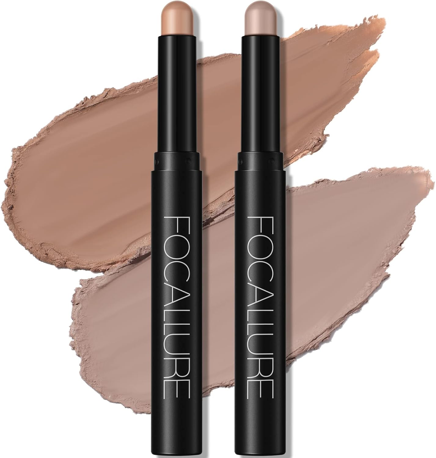 FOCALLURE 2 Pcs Shimmer Cream Eyeshadow Stick,Brightener Eyeshadow Pencil Crayon,Highlighter Eye Shadow Stick Sets with Crease-Proof Formula,Long Lasting Waterproof Eye Shadow Make Up,Smoky Night