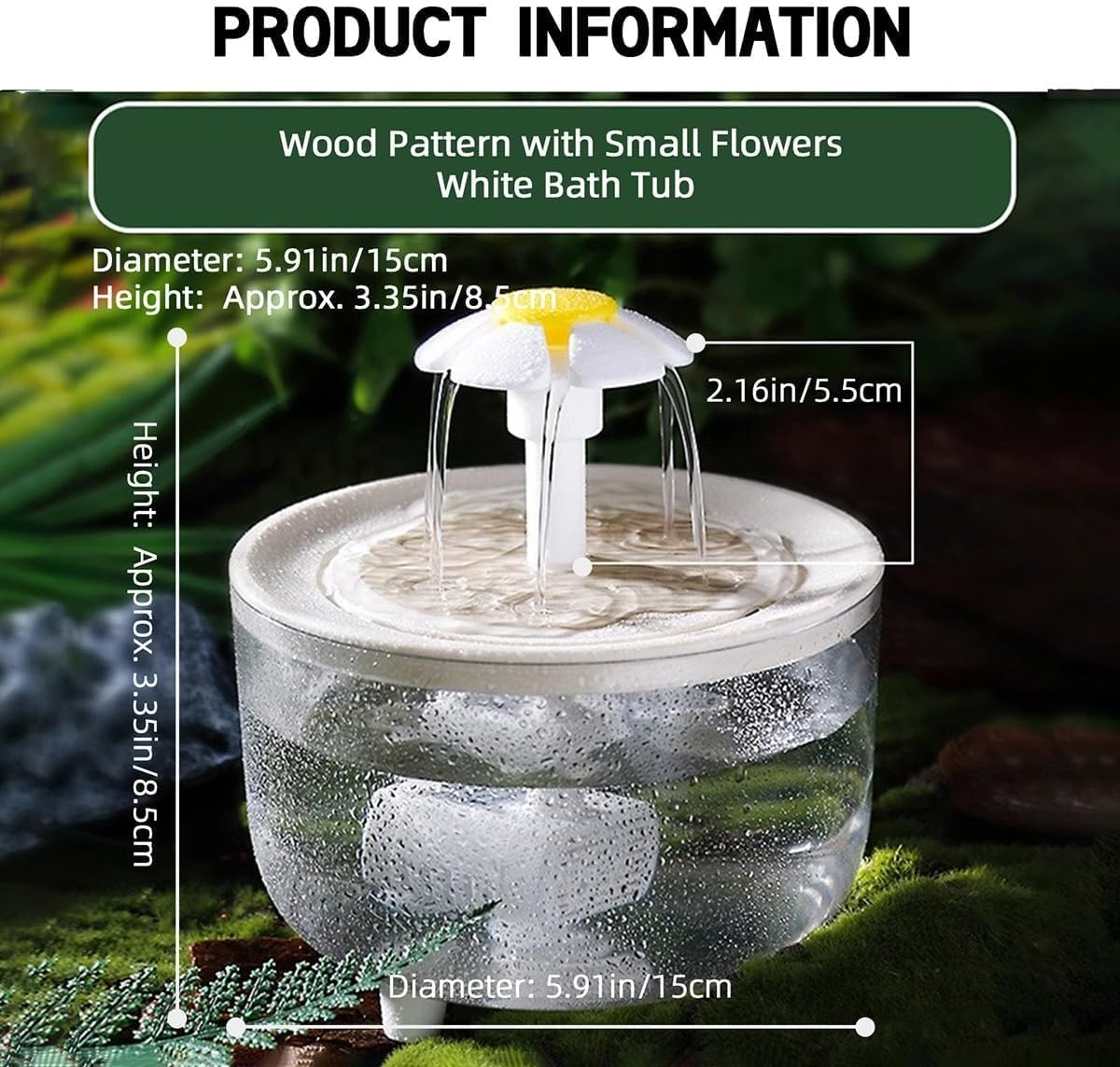 MANON ROSA Bird Bath for Parakeets - Small Bird Shower Bathing Fountain with Filtered Circulating Water Pool Sink for Parrots Lovebirds Conures Finches Cockatiels - Easy-Clean Pet Accessories (Clear) image number 3