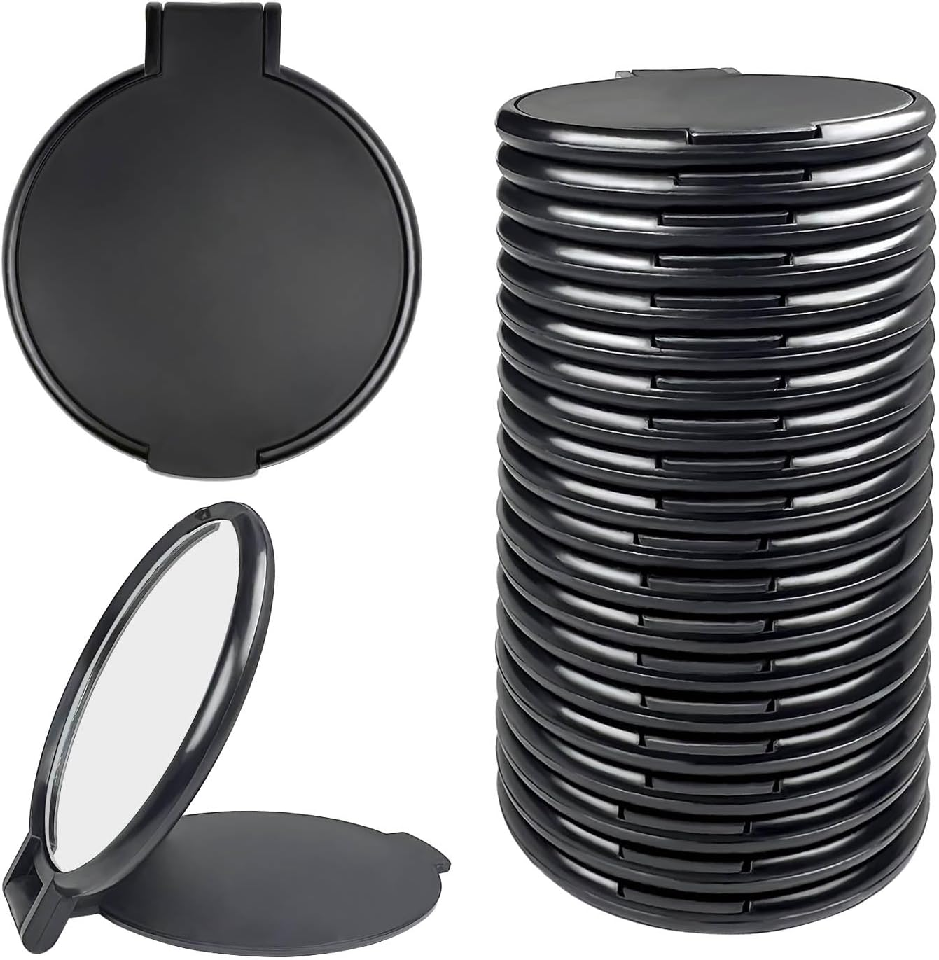 Tenalleys Mini round Folding Mirror Portable Pocket Mirror Makeup Mirror for Purse Travel Makeup Mirror for Women Girls Daily Use (20 Pcs White)