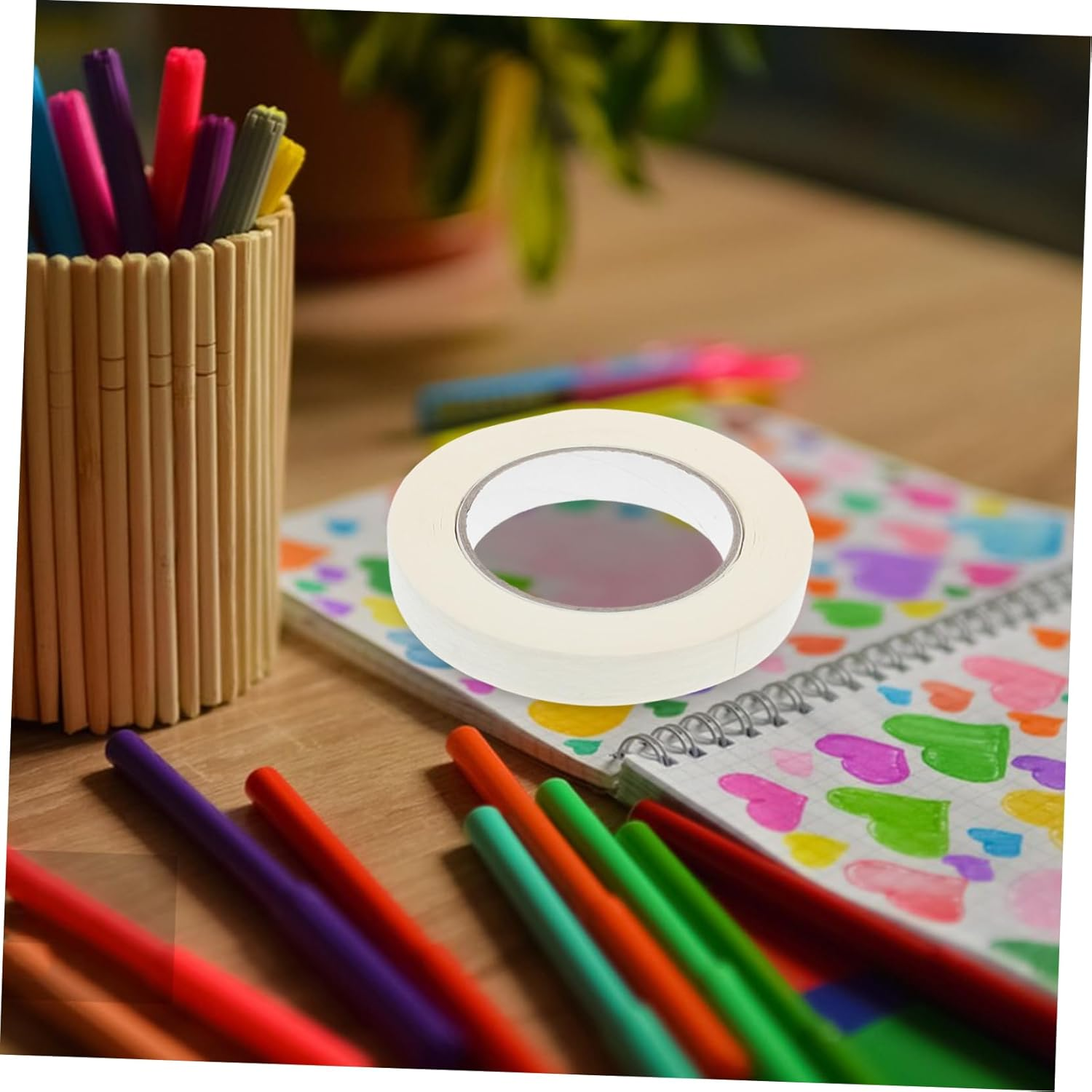 Jojofuny Masking Tape Roll Thin Tearable Adhesive Masking Tape for Painting Supplies Car for DIY Art Projects and Watercolor Painting image number 6