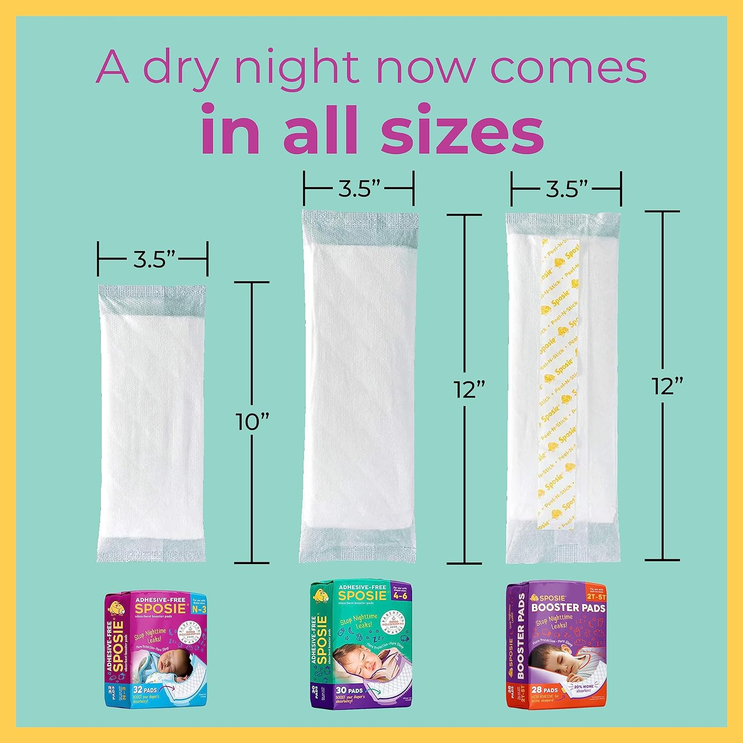 Select Kids Sposie Overnight Baby Diaper Booster Pads/Doublers for Newborns to Size 3 Diapers| 96 Insert-Pads| No Adhesive, Easy Repositioning, Disposable, Nighttime Protection image number 1