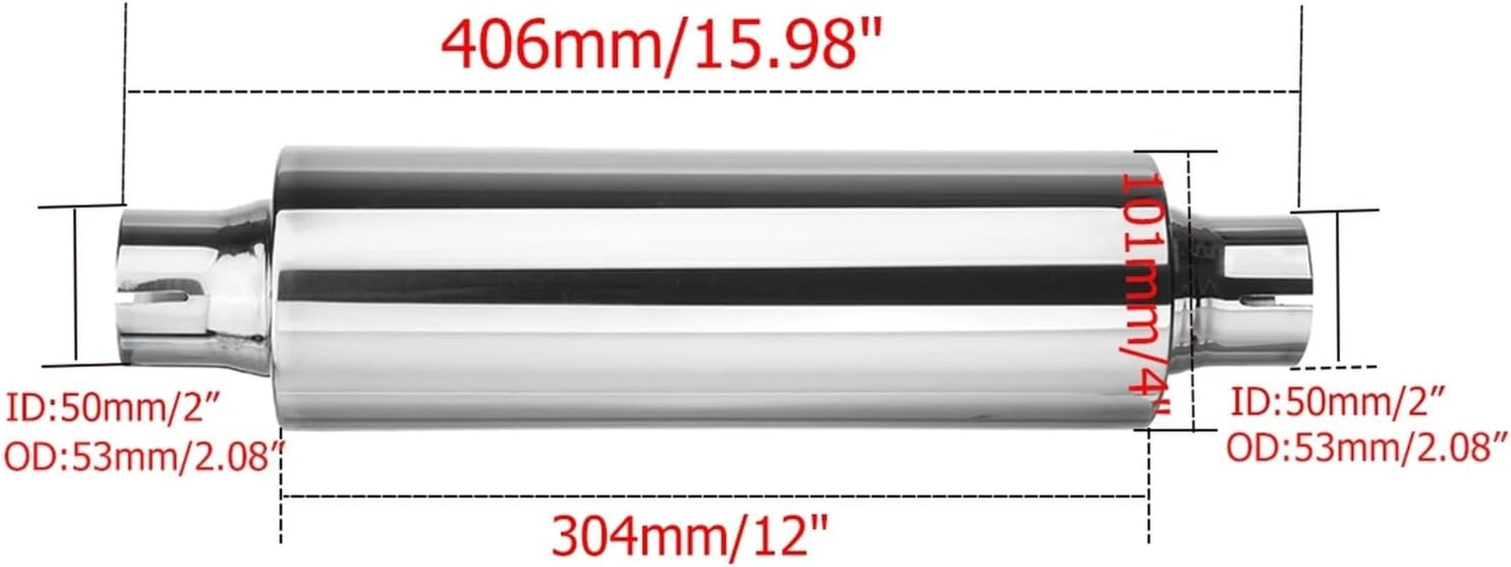 1X Universal 2" 50Mm Car Resonator Exhaust Tip Muffler Stainless Steel Muffler Tip Exhaust Tail Tube Silencer 16Inch Long image number 4