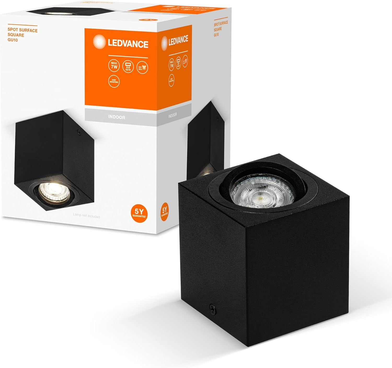 LEDVANCE Spot Surface round Ceiling-Mounted Spot, White, with GU10 Base, Can Be Fitted with a Normal or Smart Lamp, Flexible Beam Angle, IP20 Protection, High-Quality Housing