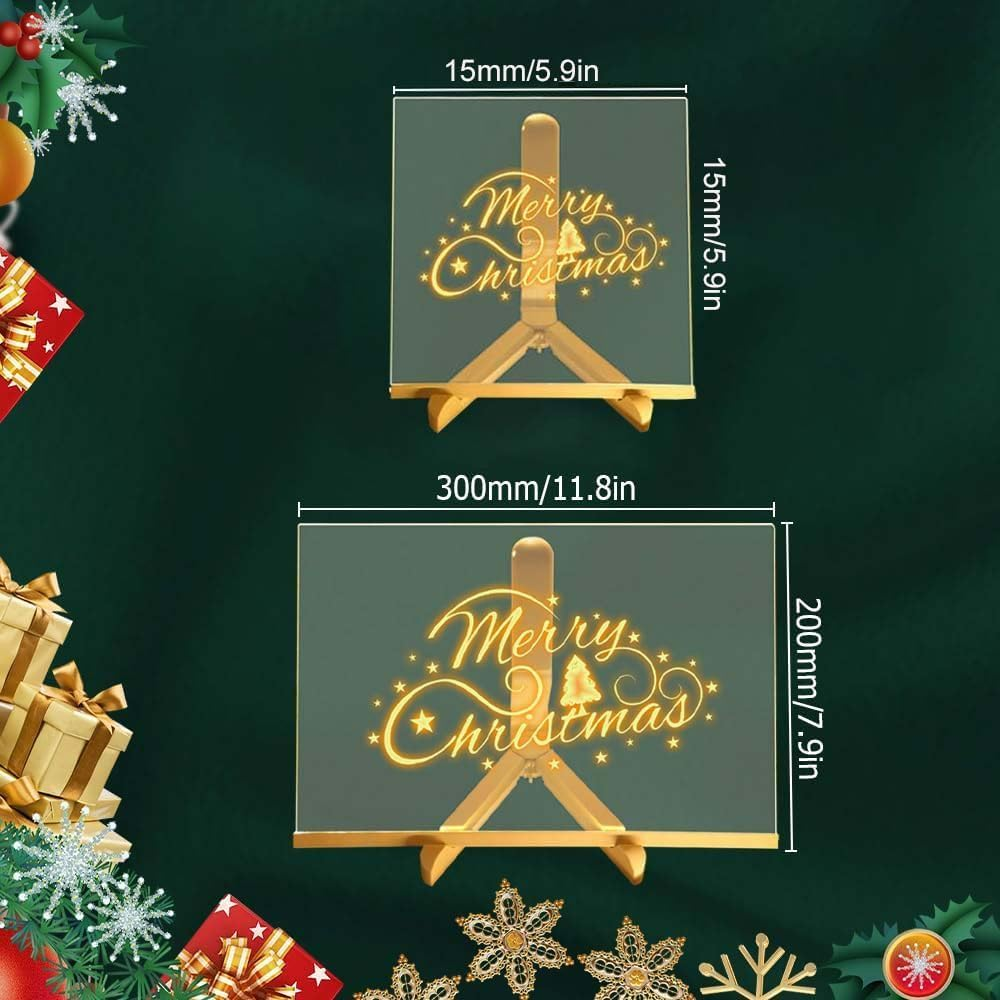 2025 Upgrade Glowing Acrylic Message Marker Board with Light, LED Note Board with 7 Colors Pen, Acrylic Dry Erase Board Light up Dry Erase Board with Stand as a Glow Memo Office Home (30*20Cm) Afeamo image number 3