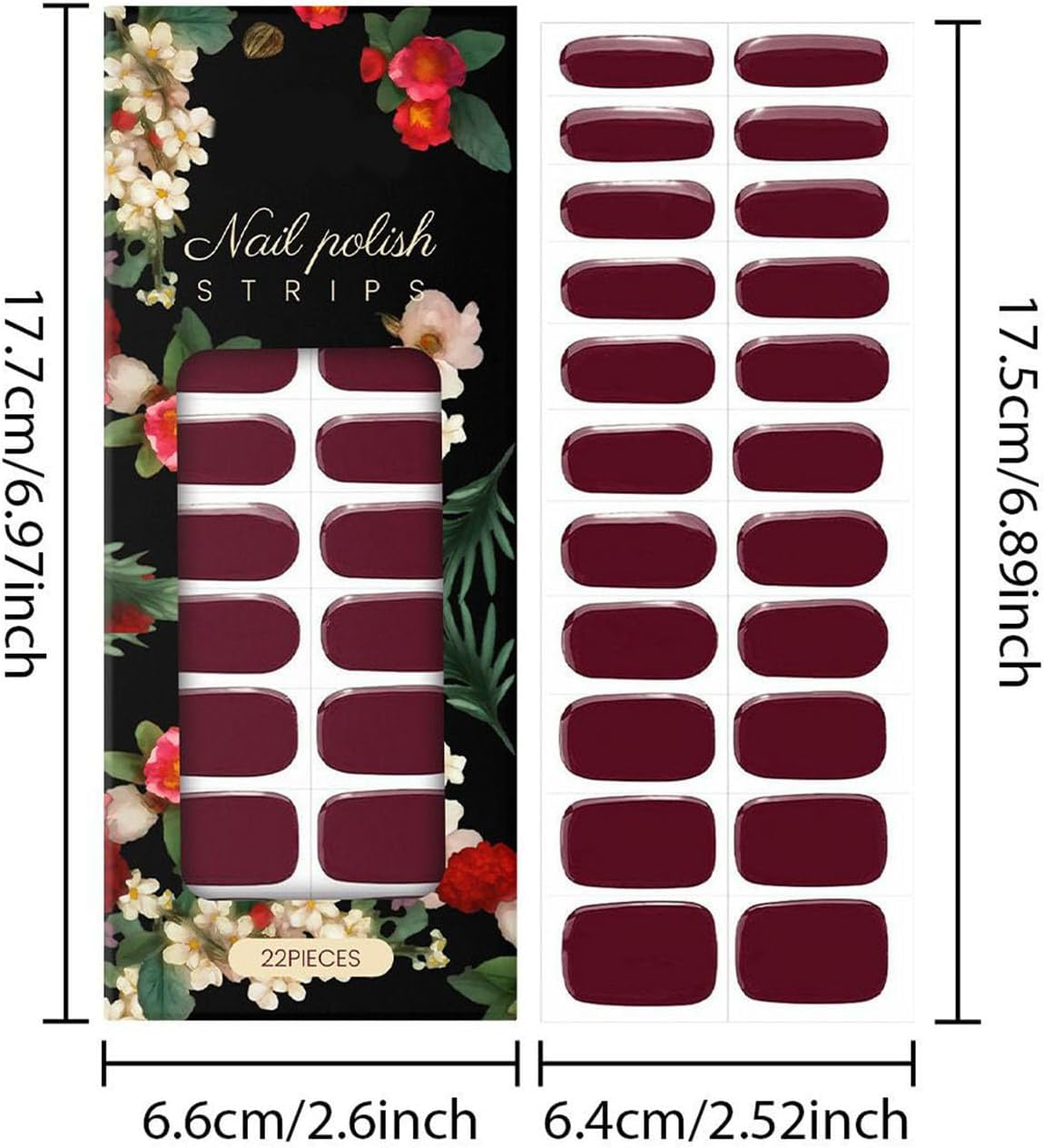 Rrlihjgu Nail Polish Wraps | 22 Piece Stick on Nail Polish | Waterproof Red Decals Long-Lasting Press-On Fingernail Art for Halloween Fall Manicure Pedicure image number 3