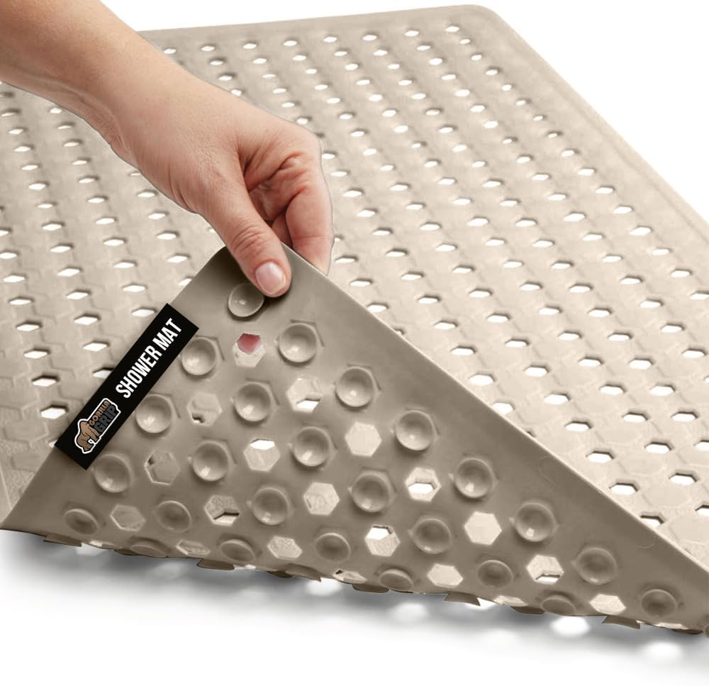 GORILLA GRIP Original Bath, Shower, and Tub Mat (35X16), Machine Washable, Antibacterial, BPA, Latex, Phthalate Free, XL Size Bathroom Mats, Materials (Black)