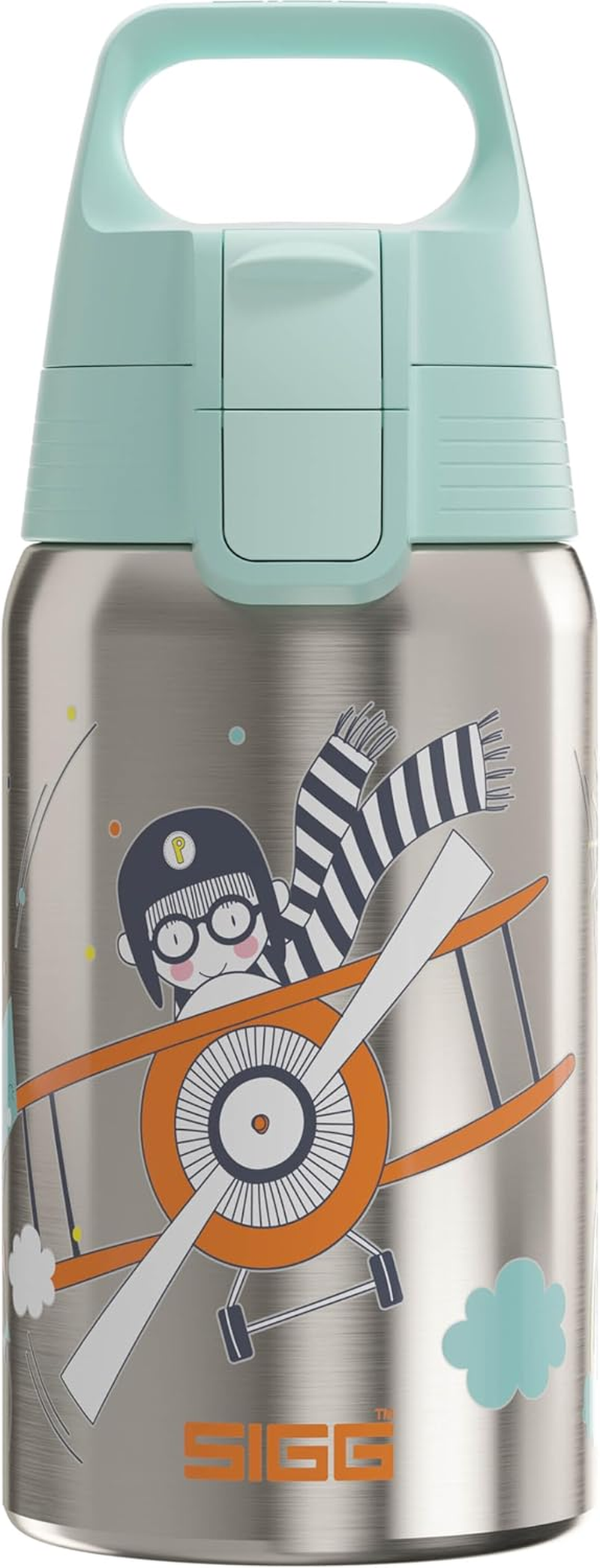 SIGG - Kids Water Bottle - Shield ONE Atlantis - Leakproof - Lightweight - BPA Free - Stainless Steel - Light Blue with Mermaid - 17 Oz