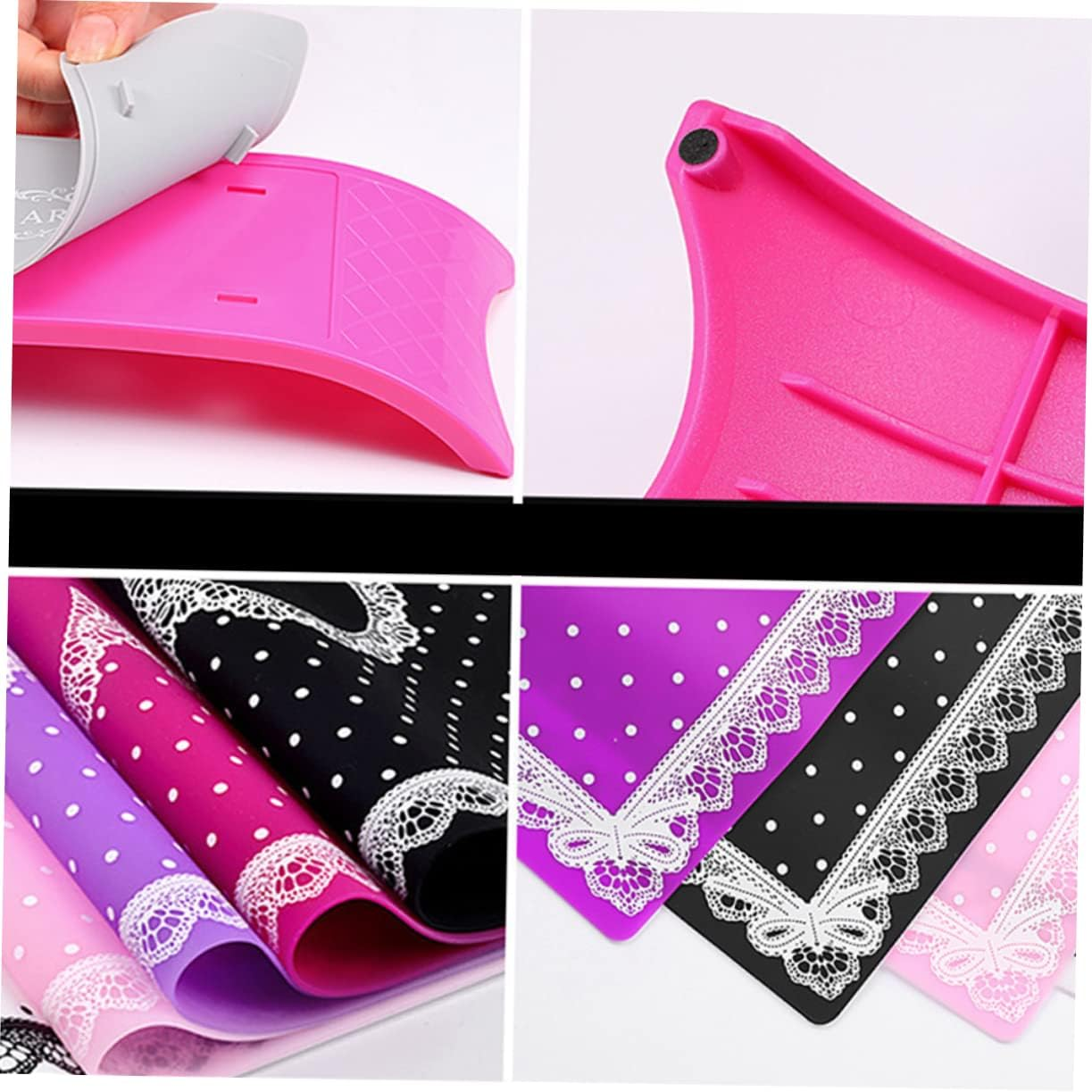 GANAZONO Foldable Silicone Hand Pillow for Manicure Nail Art Cushion Mat Portable Washable Salon Tool Purple image number 1