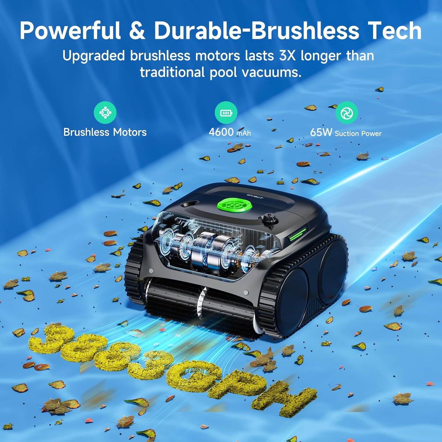 WYBOT C2 Pool Cleaner Robot with App Control, Wall & Waterline Cleaning, Double Filters, Smart Navigation, Ideal for Inground Pools up to 200㎡ (Fluorescent Green & Black) image number 1