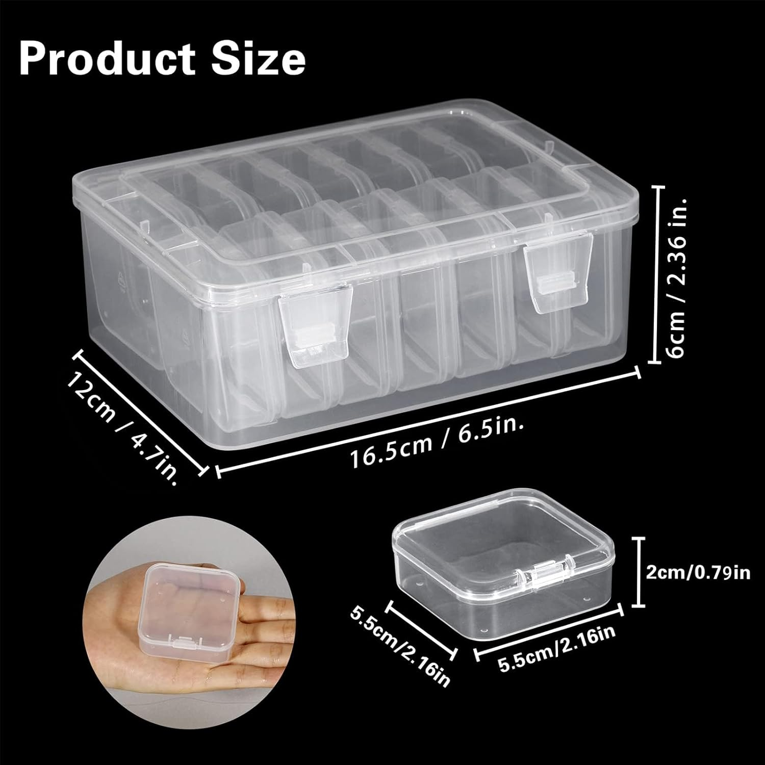 Small Bead Organisers, 15 Pieces Plastic Storage Cases Mini Clear Bead Storage Containers Transparent Boxes with Hinged Lid and Rectangle Clear Craft Supply Case image number 1