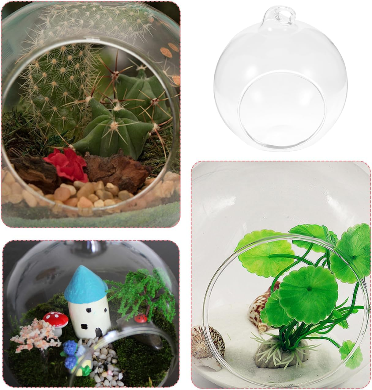 Kisangel 12Pcs Hanging Glass Plant Globe Clear Terrarium Vase Small Air Plant Terrarium for DIY Garden Home Decor image number 3