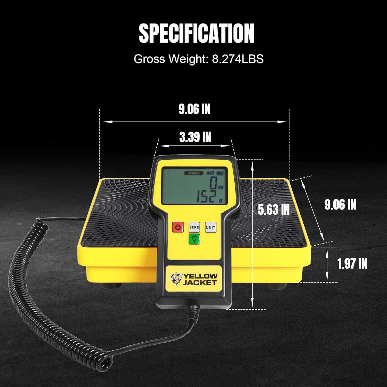 YELLOW JACKET Refrigerant Scale 110 LBS HVAC Freon - Ultra-Large LCD Screen High Precision Electronic Charging Weight Scale with Portable Case for All Recovery Tanks image number 2